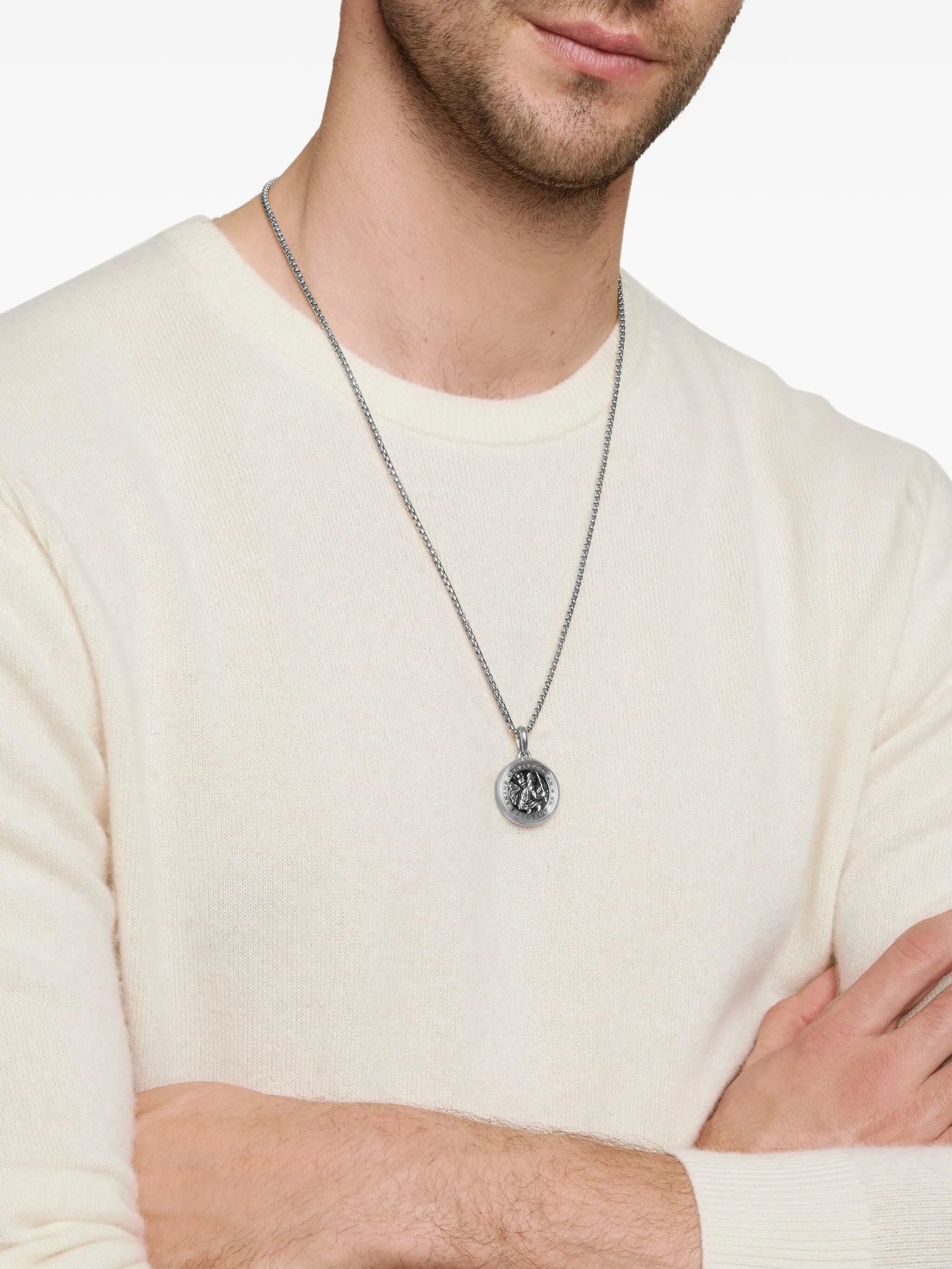 sterling silver St. Christopher amulet (34.5mm)