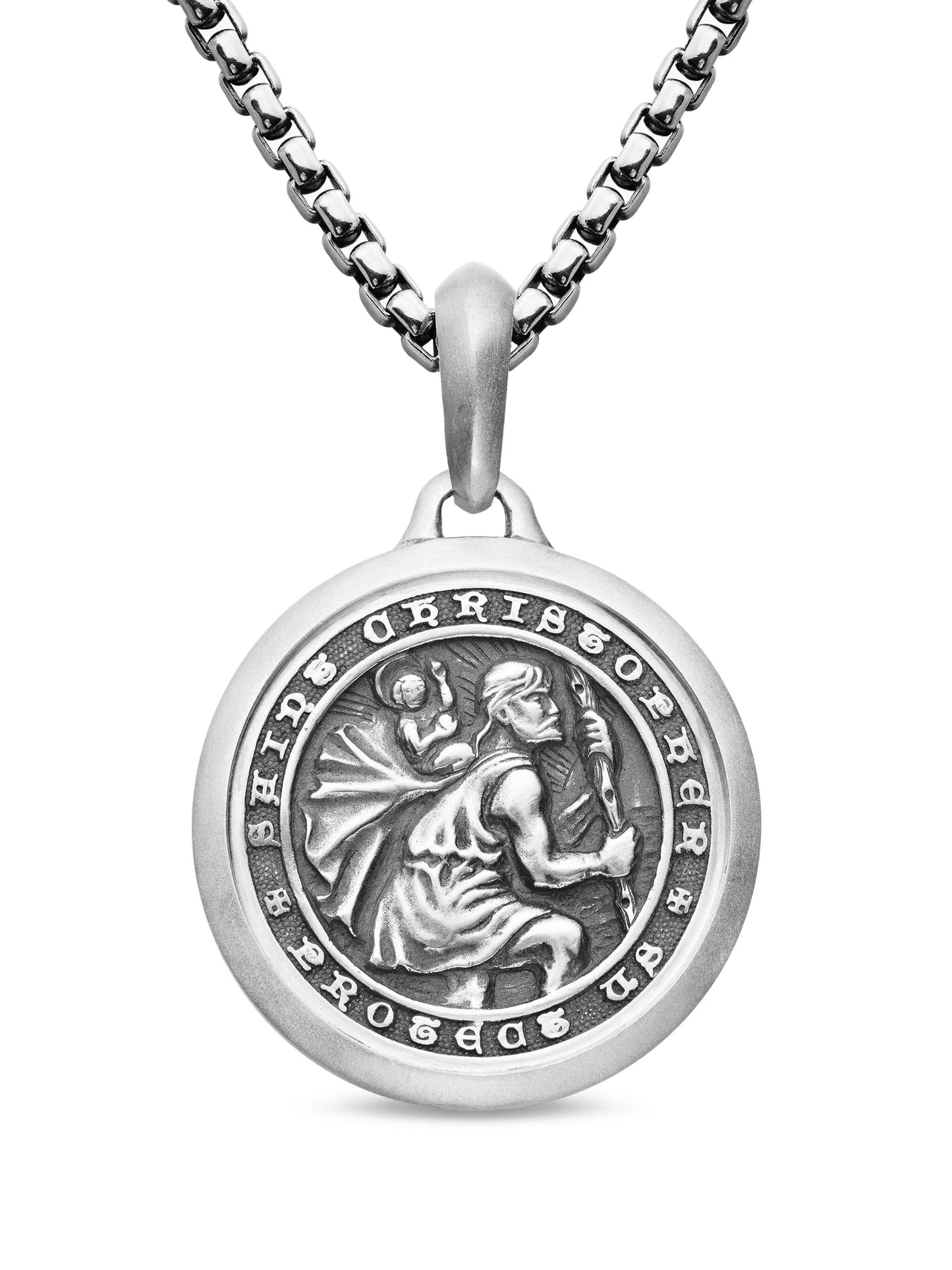 sterling silver St. Christopher amulet (34.5mm)