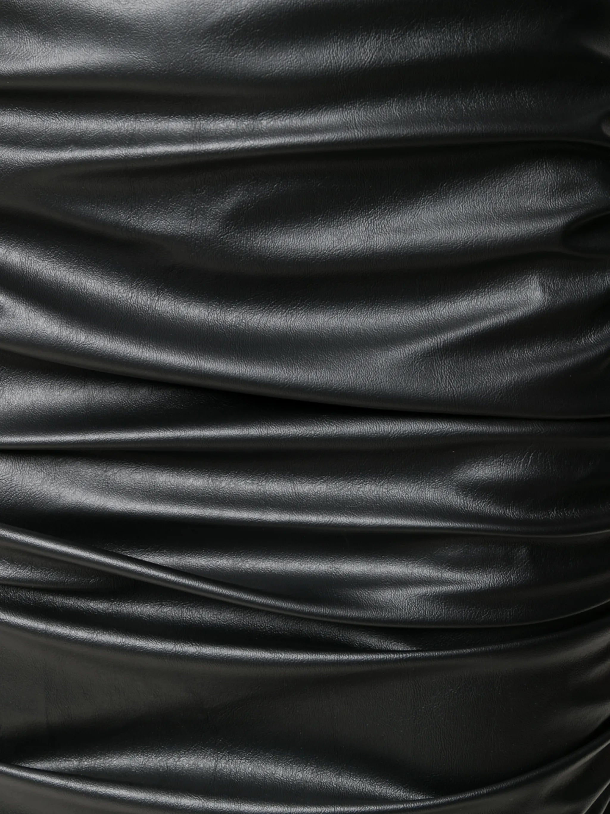 Tom Ford Womens Ruched Black Eco-Leather Midi Skirt