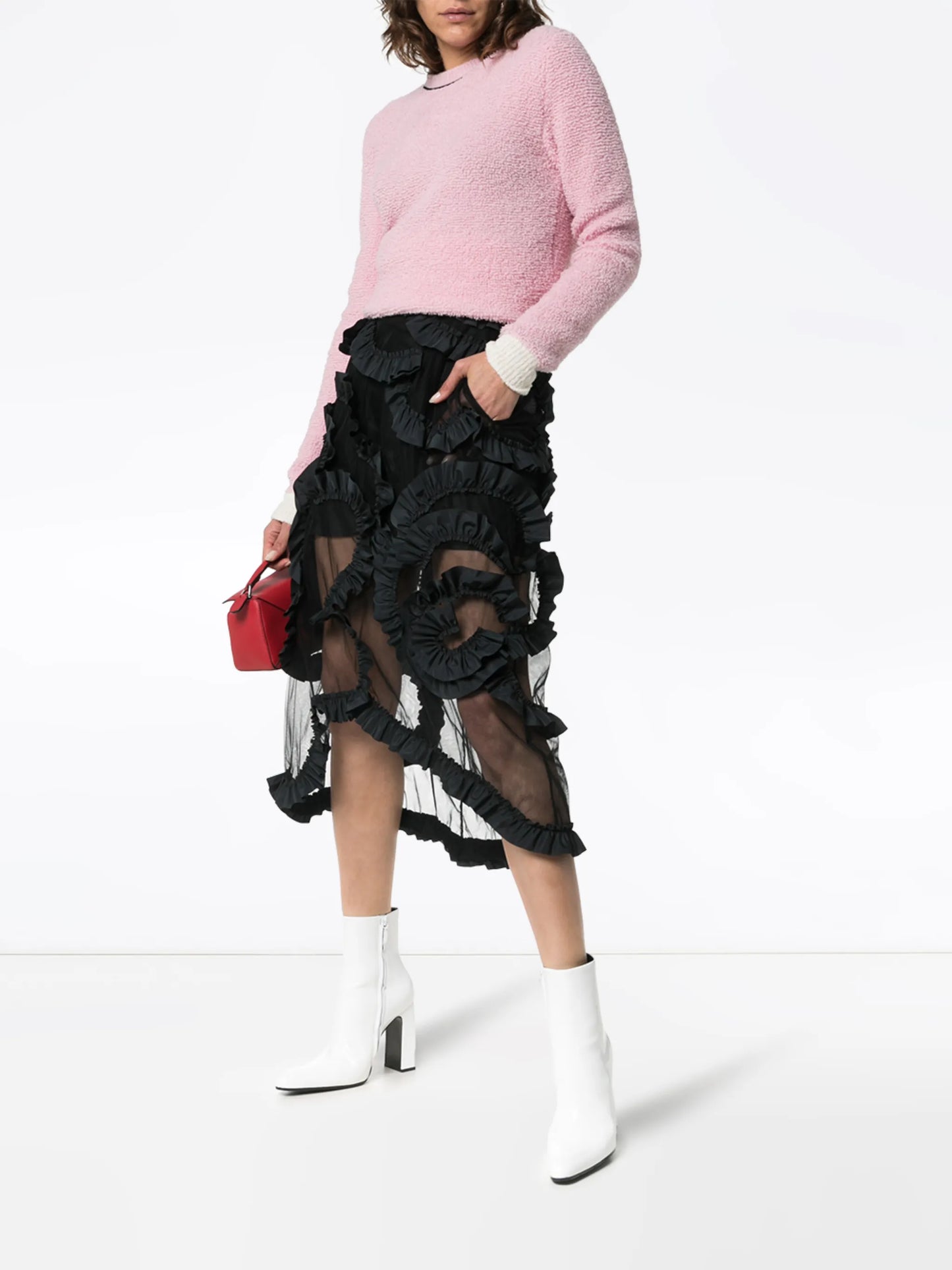x Simone Rocha high-waisted ruffle-detail midi skirt