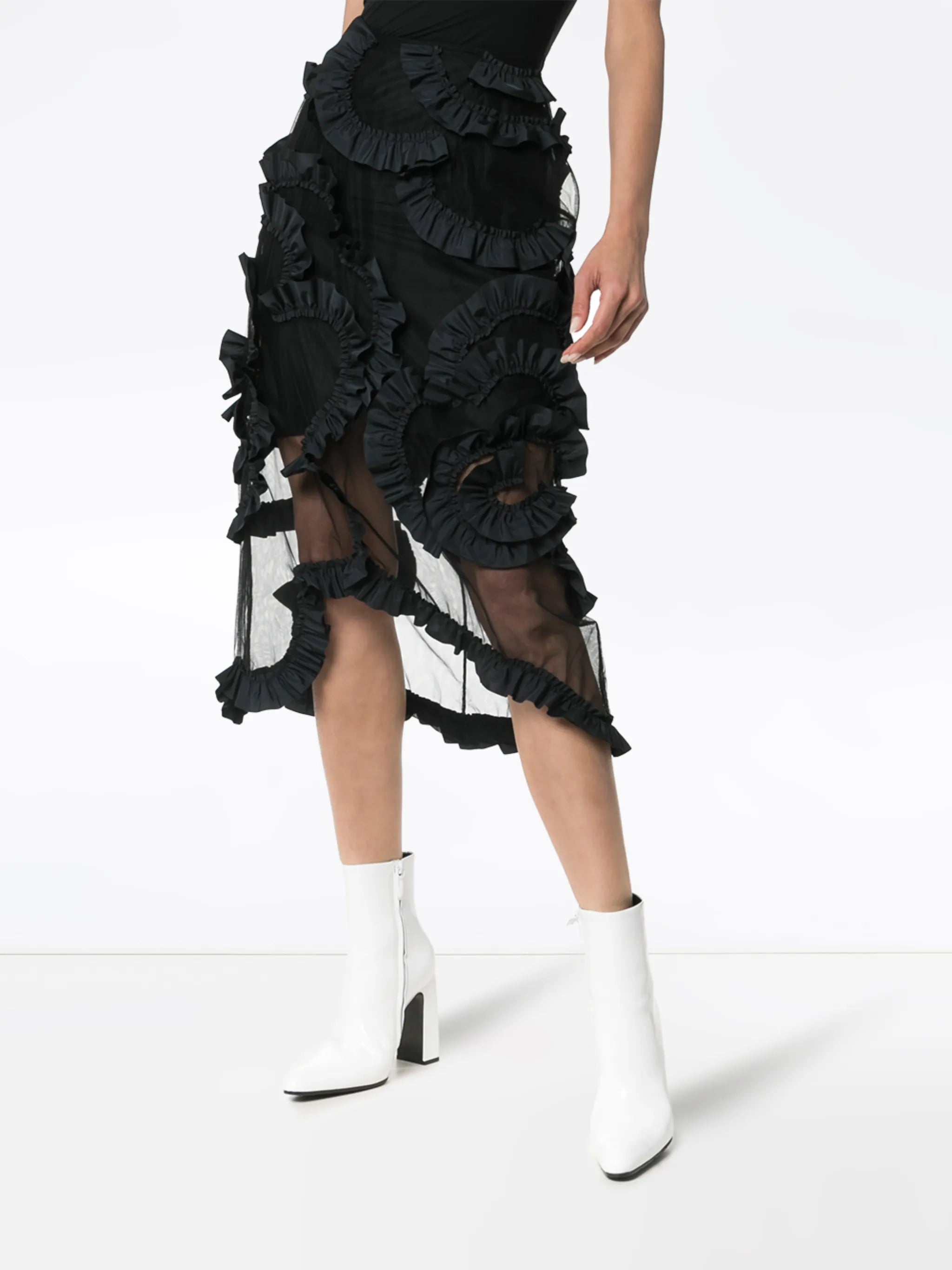 x Simone Rocha high-waisted ruffle-detail midi skirt