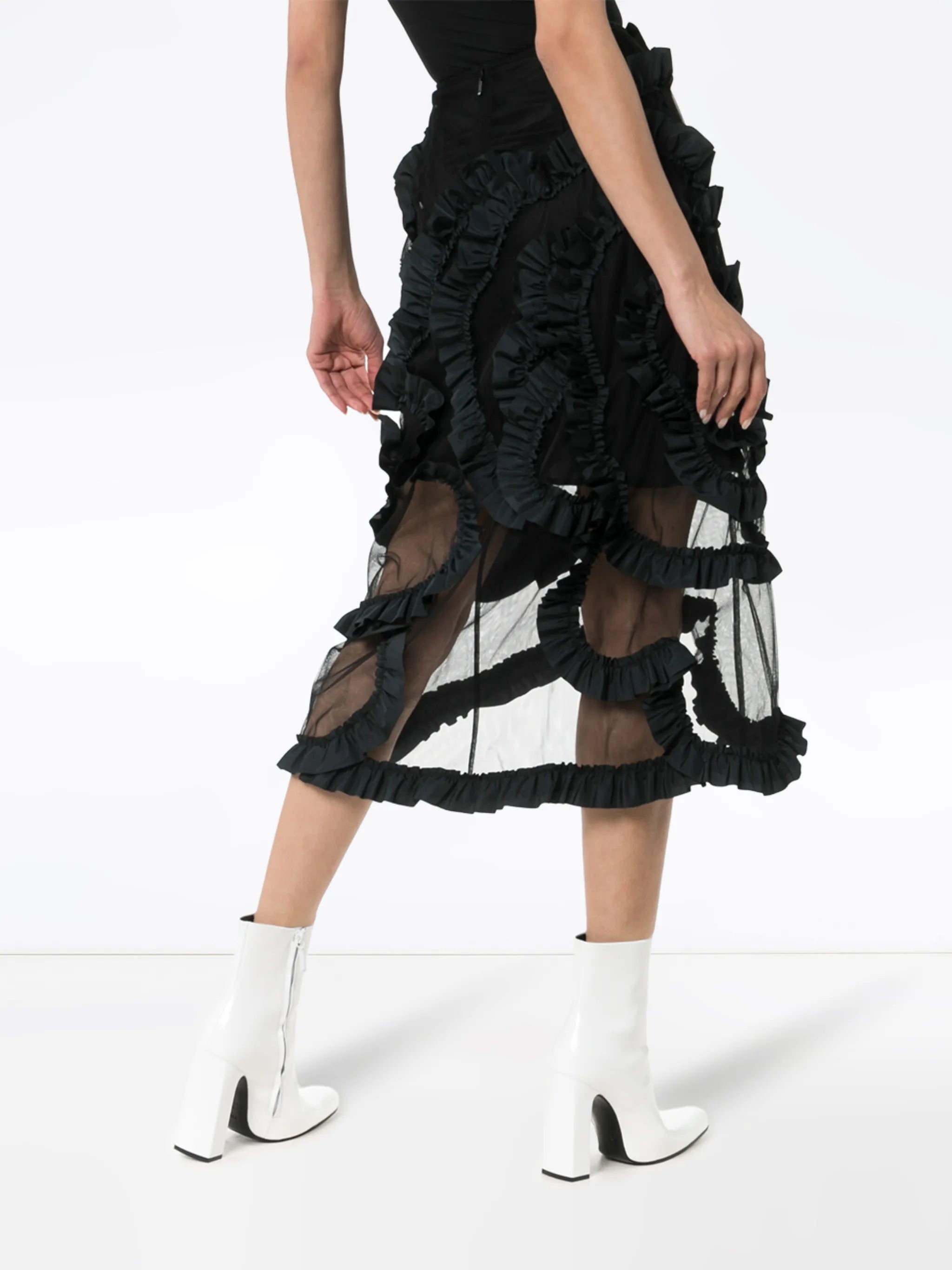 x Simone Rocha high-waisted ruffle-detail midi skirt