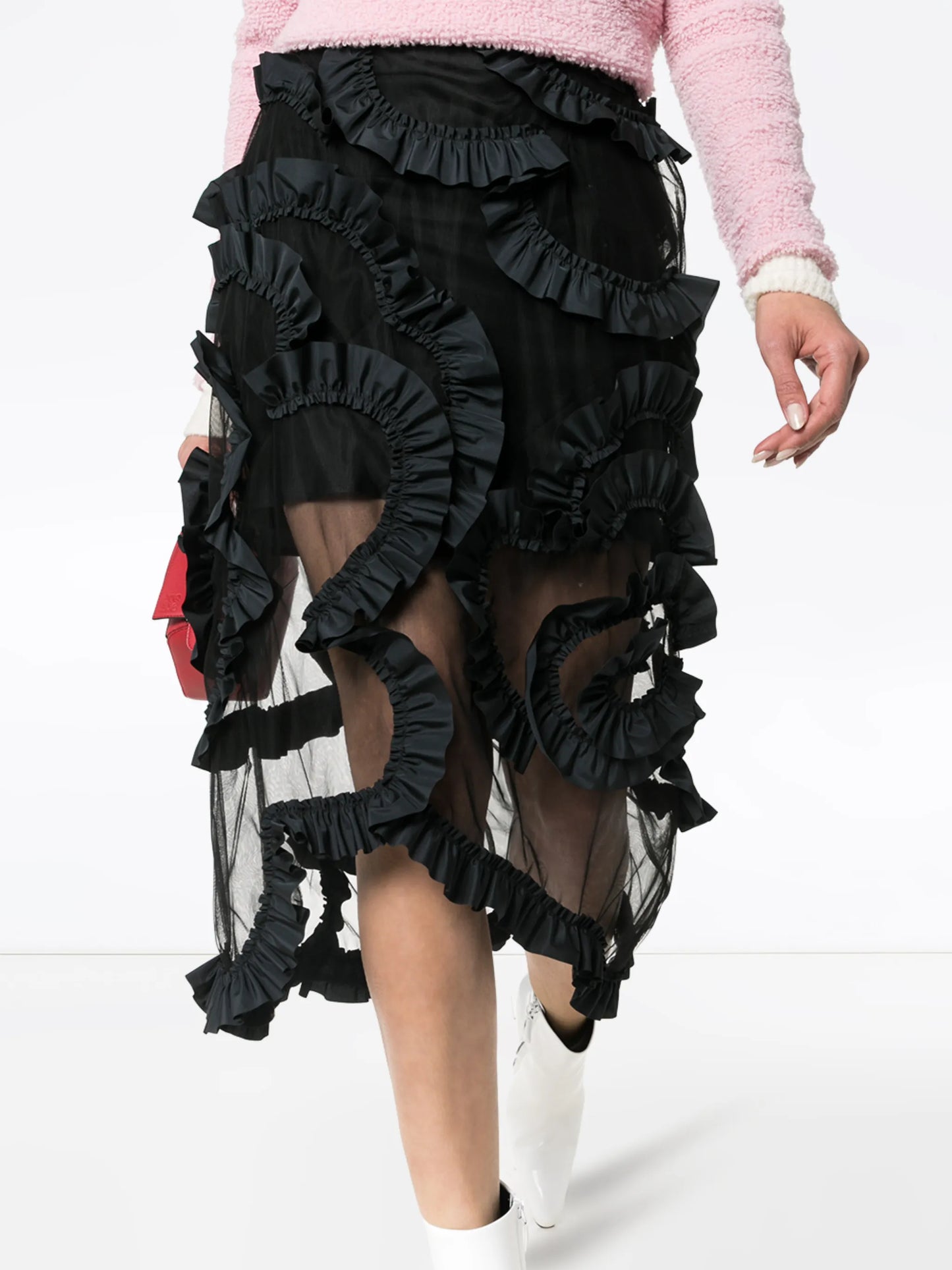 x Simone Rocha high-waisted ruffle-detail midi skirt