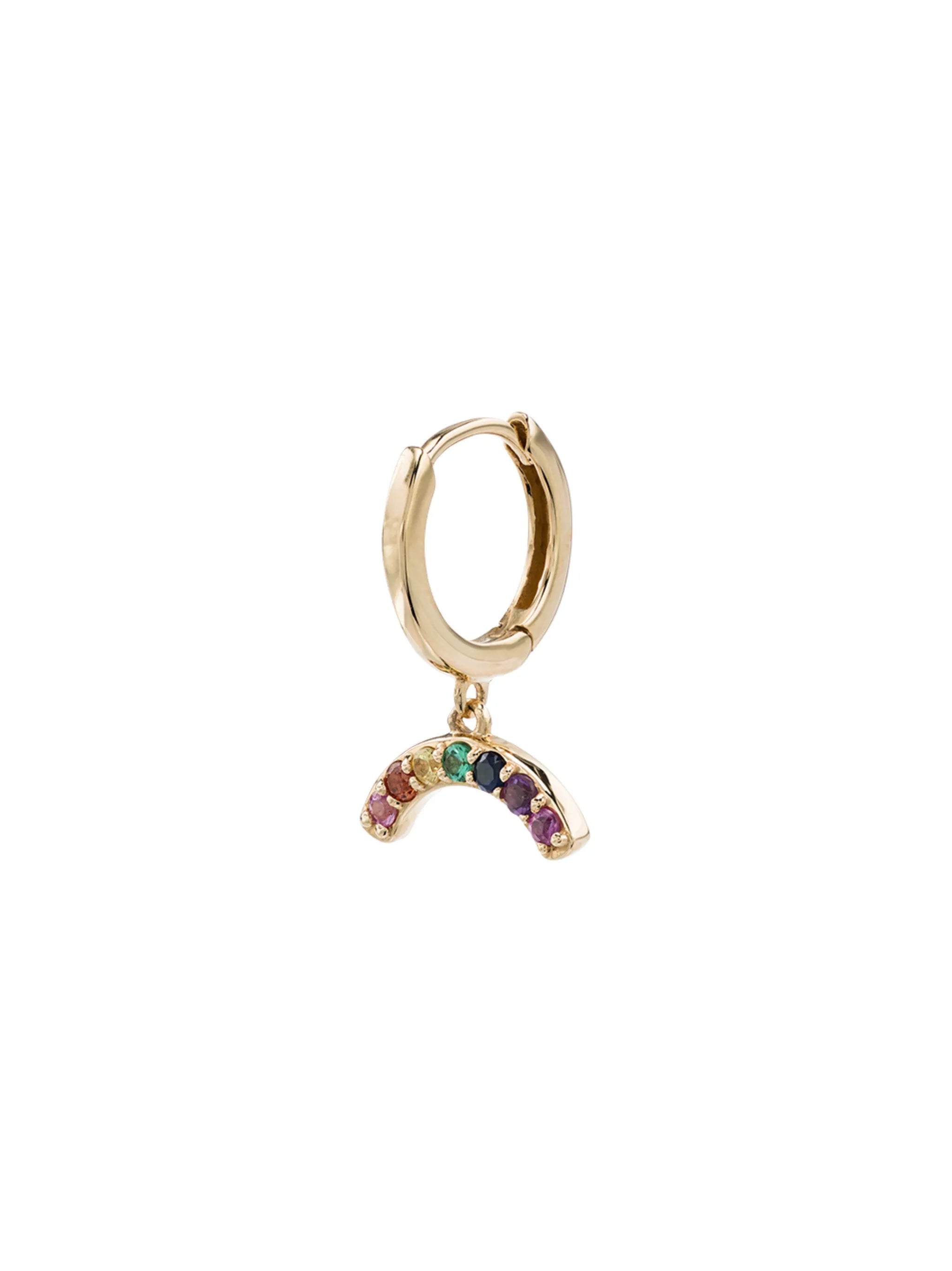 rainbow sapphire hoop single earring