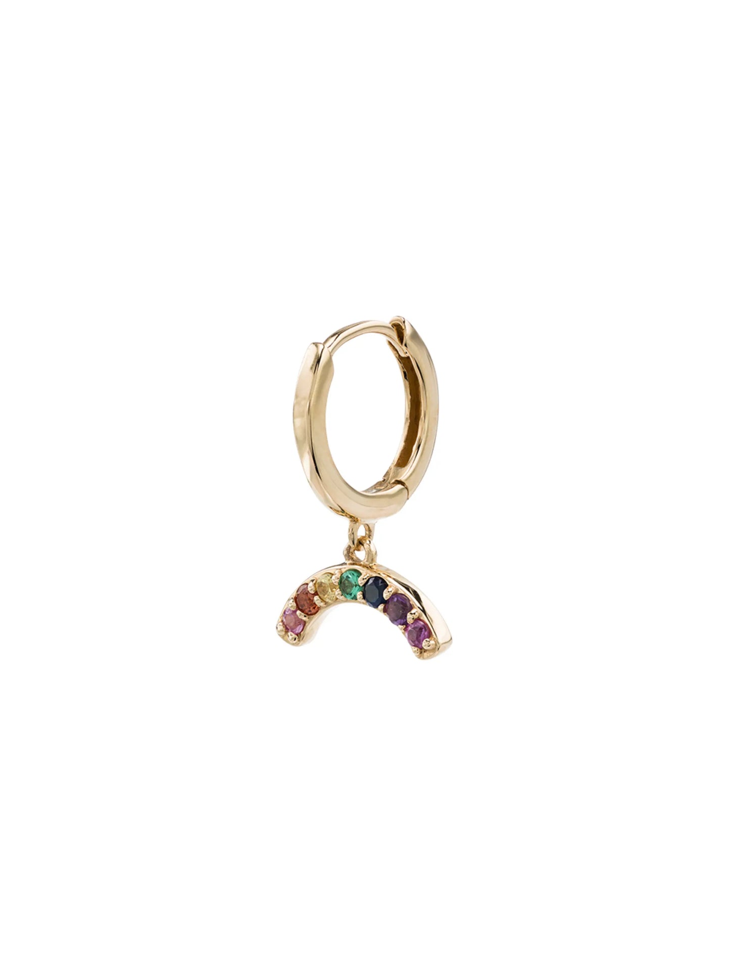 rainbow sapphire hoop single earring