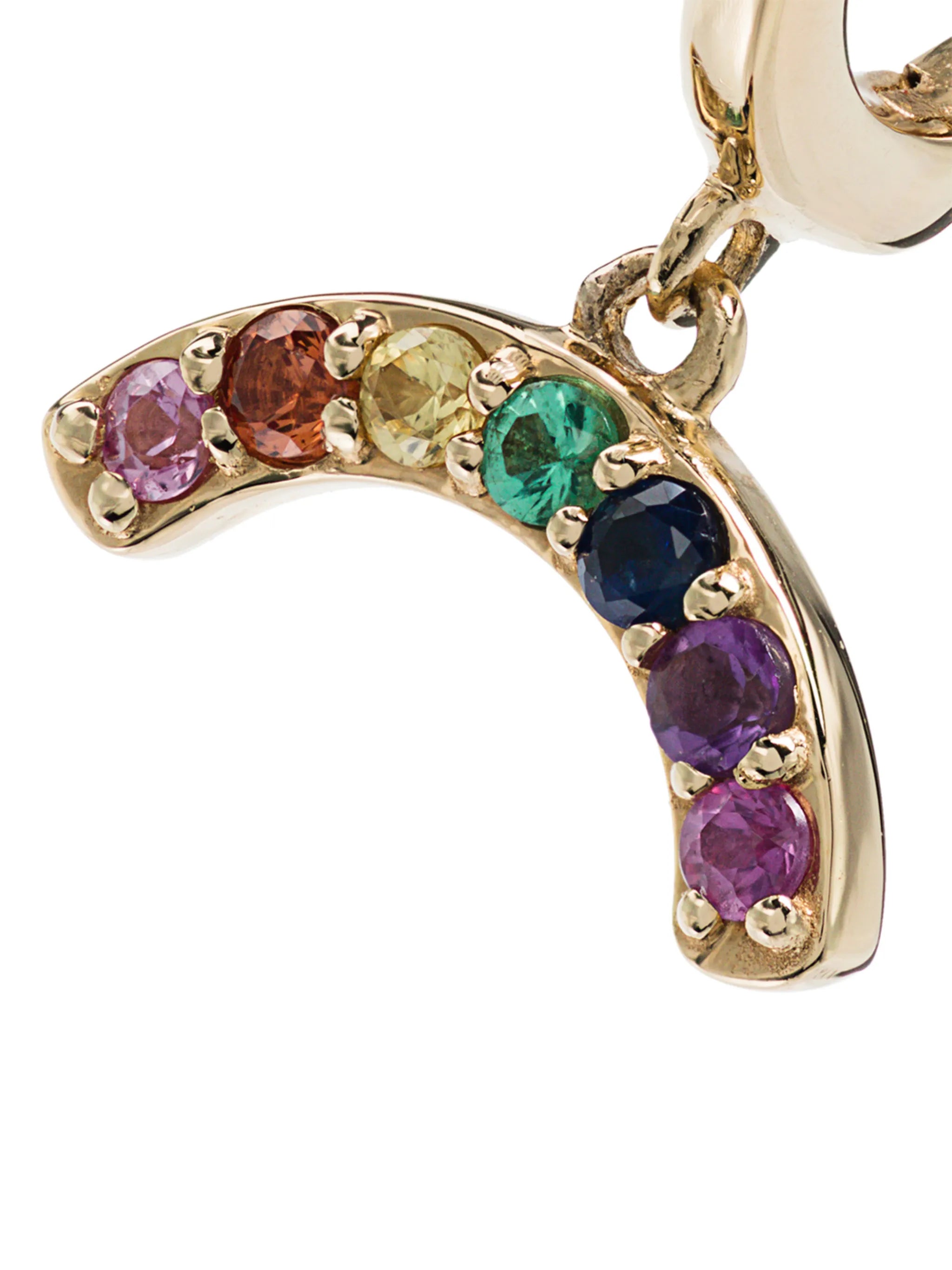 rainbow sapphire hoop single earring