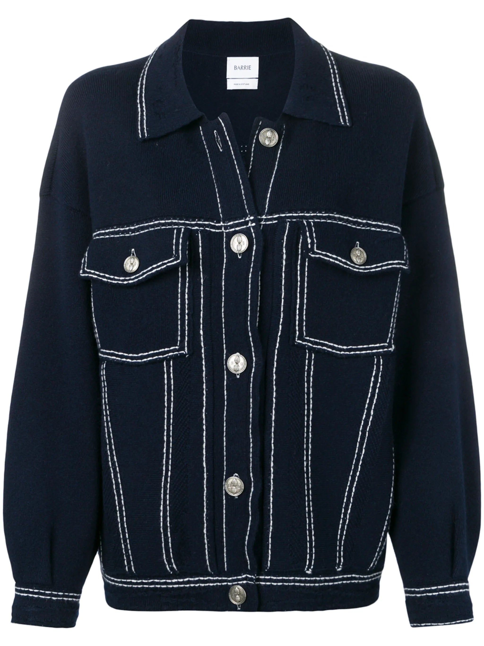 contrast-stitching denim-effect jacket