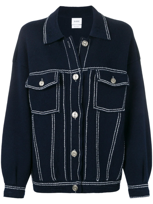 contrast-stitching denim-effect jacket