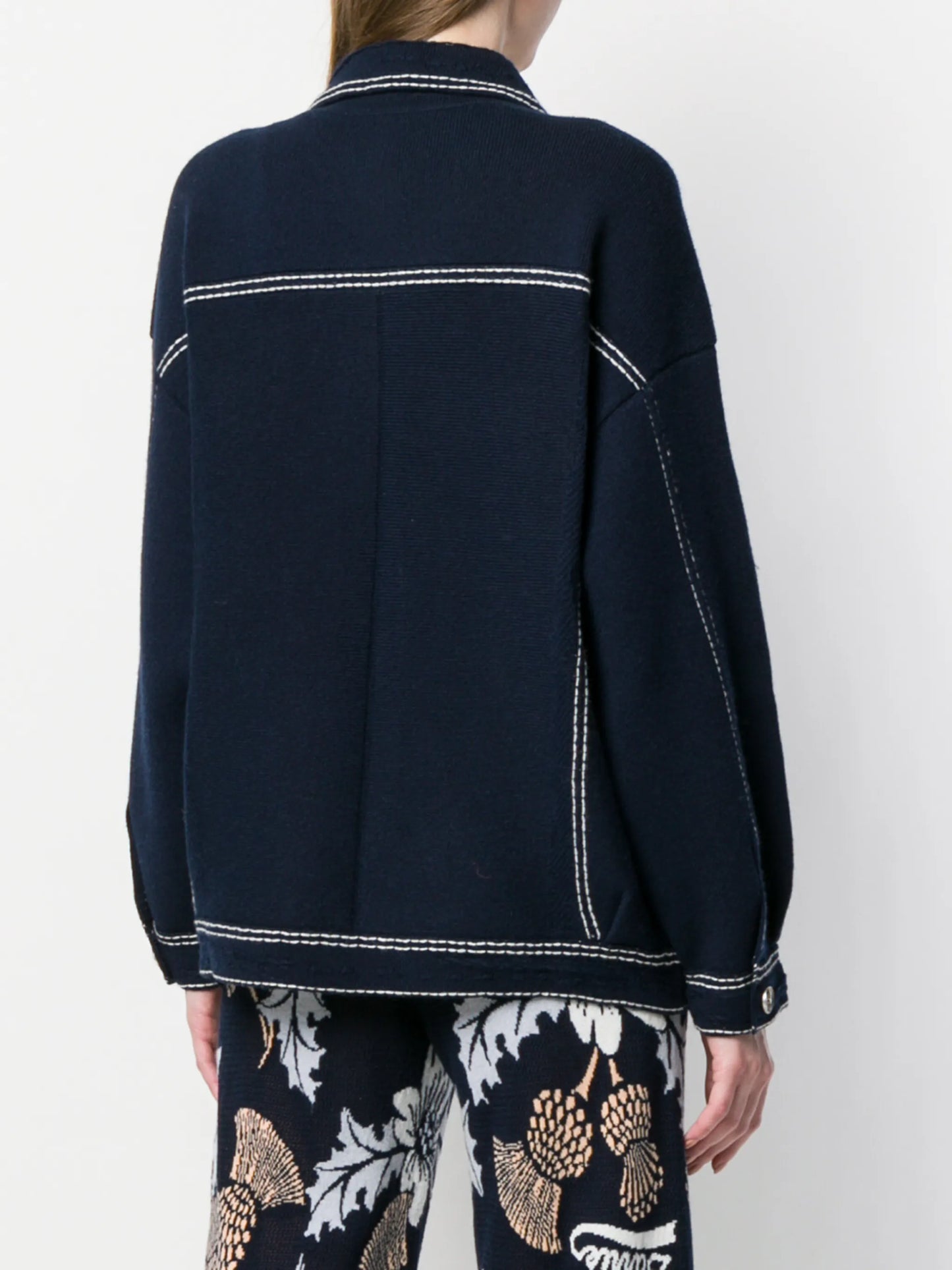 contrast-stitching denim-effect jacket