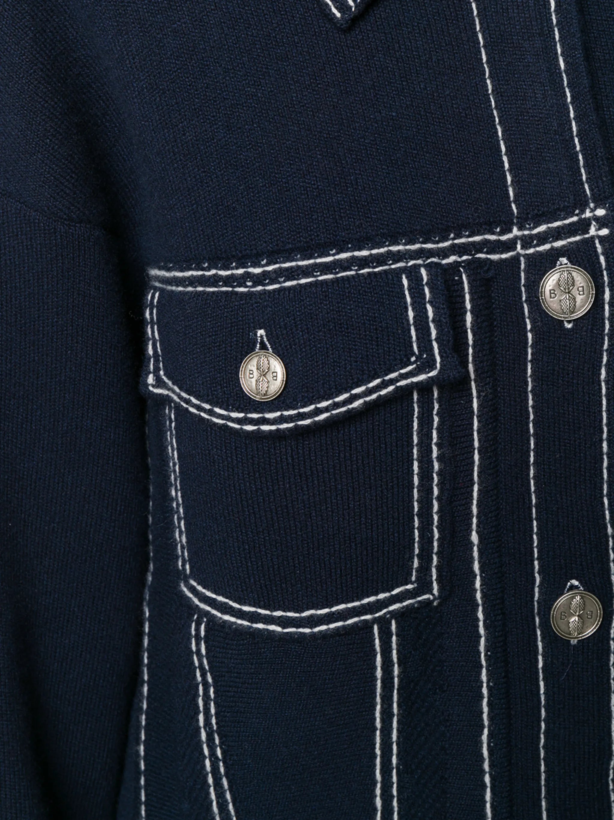 contrast-stitching denim-effect jacket