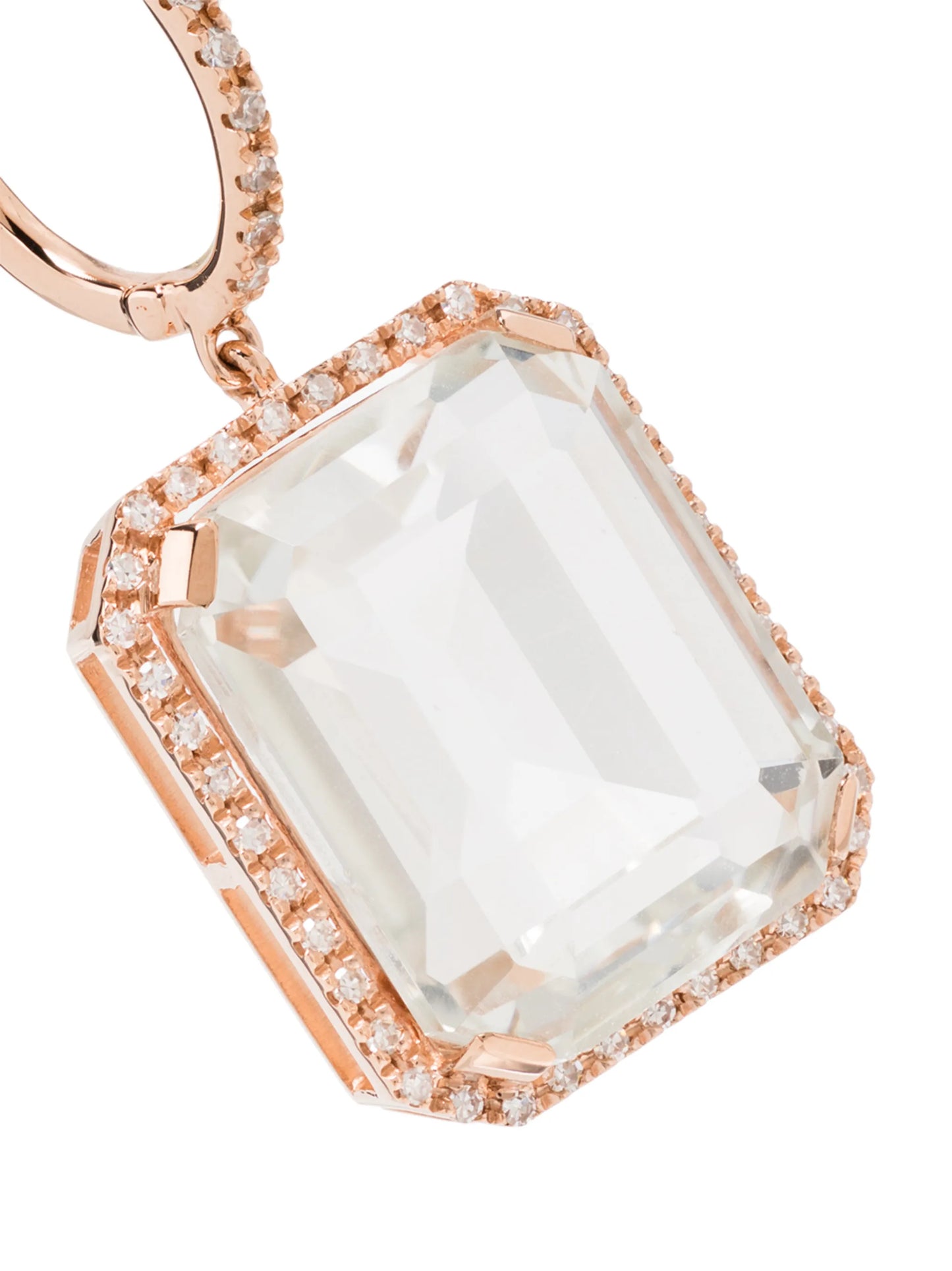 18K rose gold portrait white topaz earrings