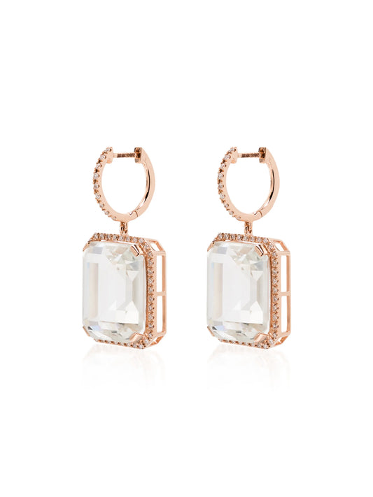 18K rose gold portrait white topaz earrings