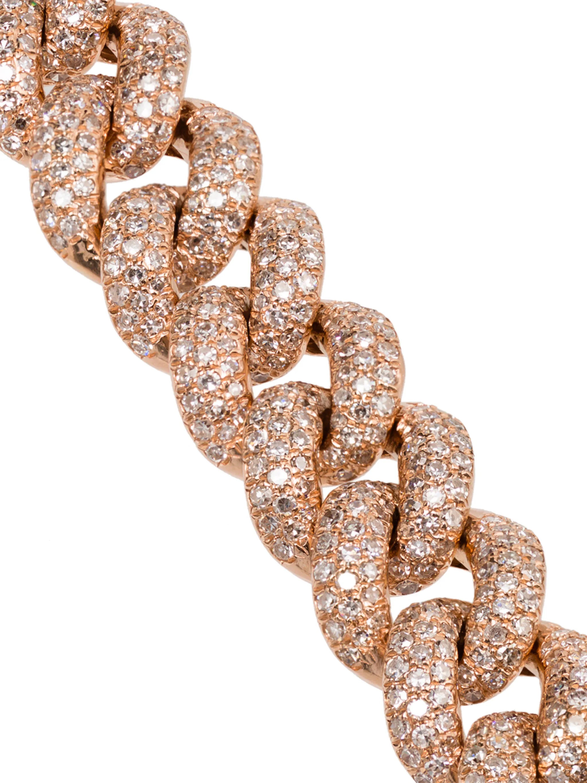 18kt yellow gold diamond chunky chain bracelet