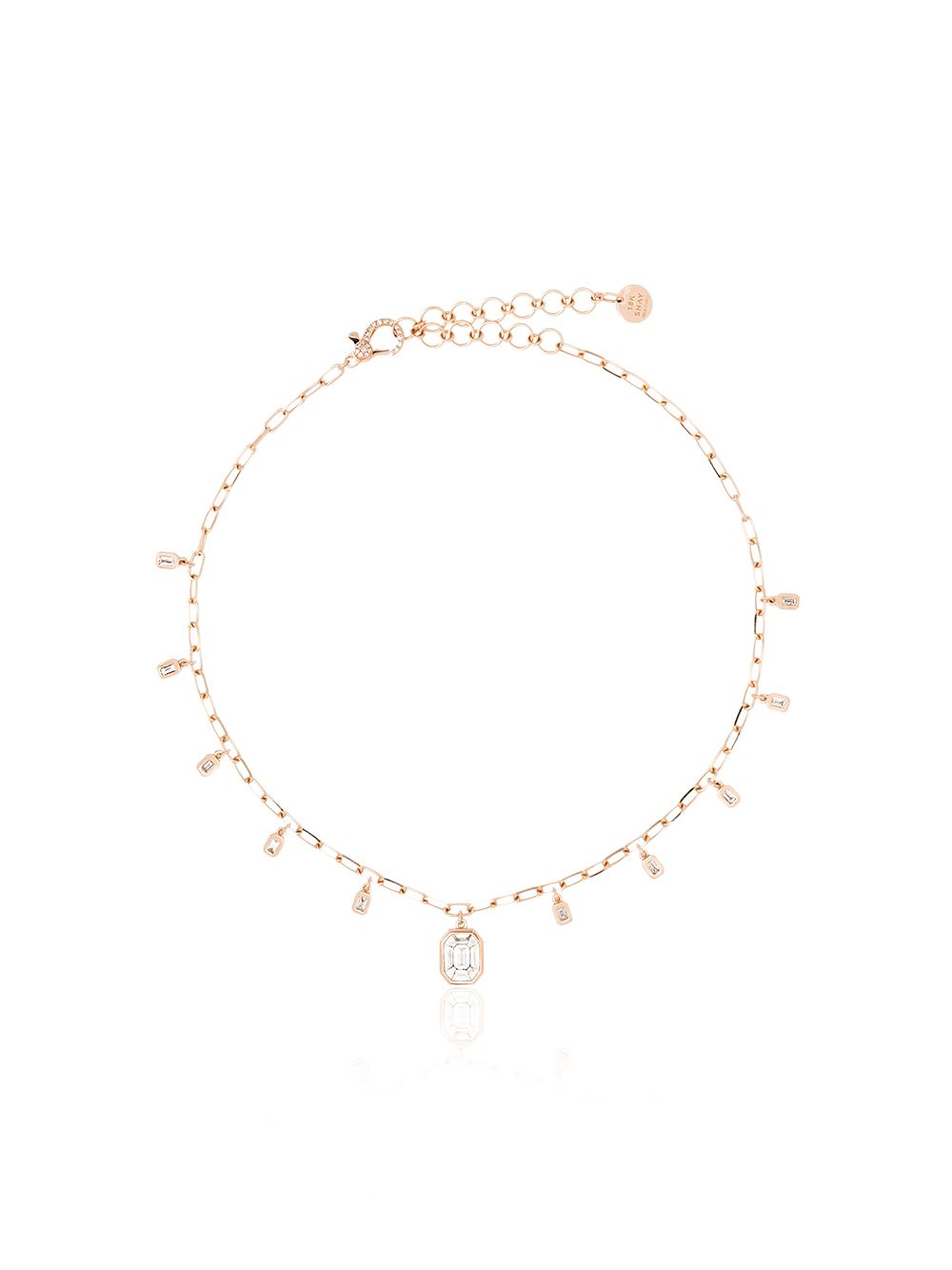 18K rose gold and diamond drop necklace