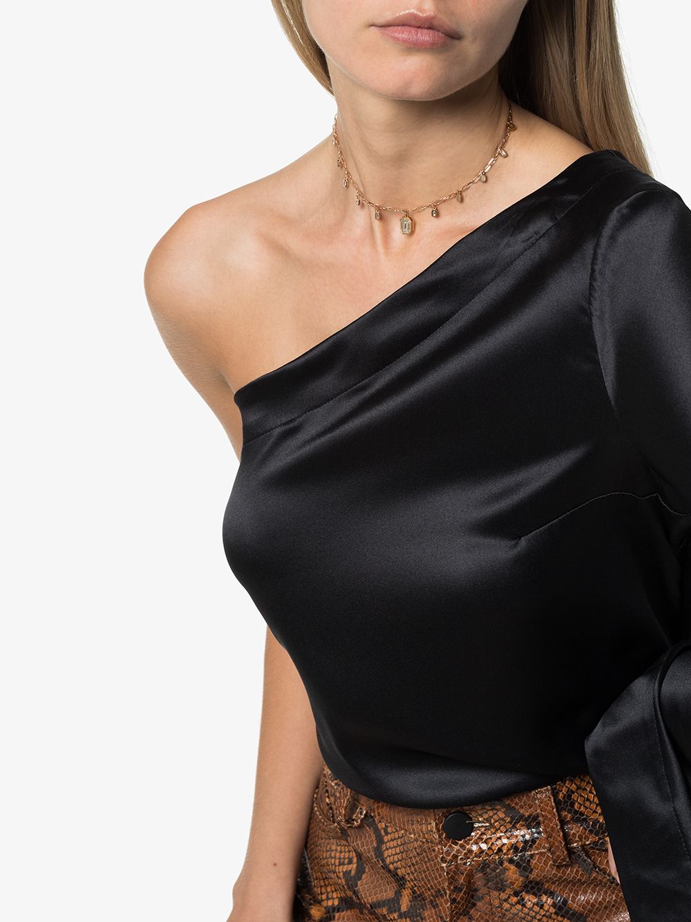 18K rose gold and diamond drop necklace