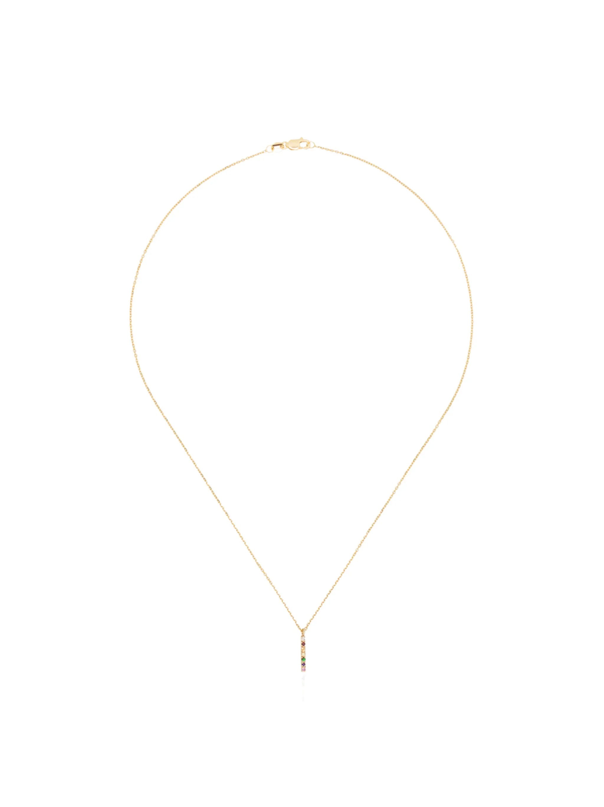 14kt gold rainbow bar necklace