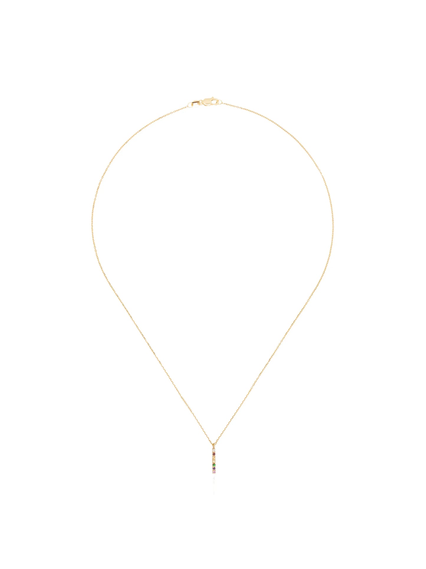 14kt gold rainbow bar necklace