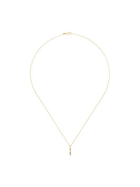 14kt gold rainbow bar necklace