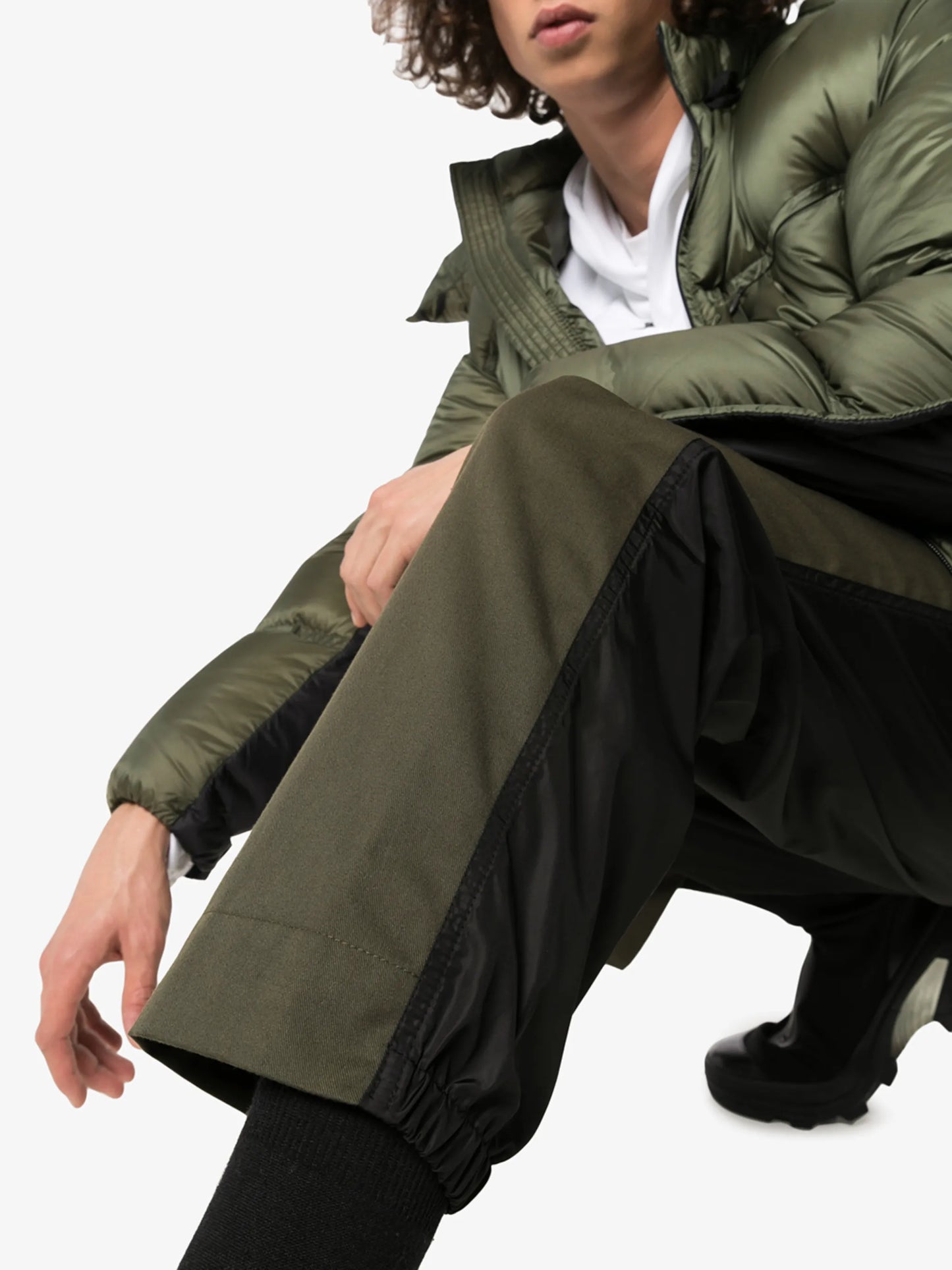 hybrid dual-texture trousers