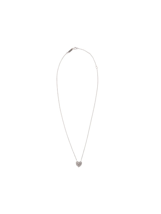18kt white gold small angel diamond heart necklace