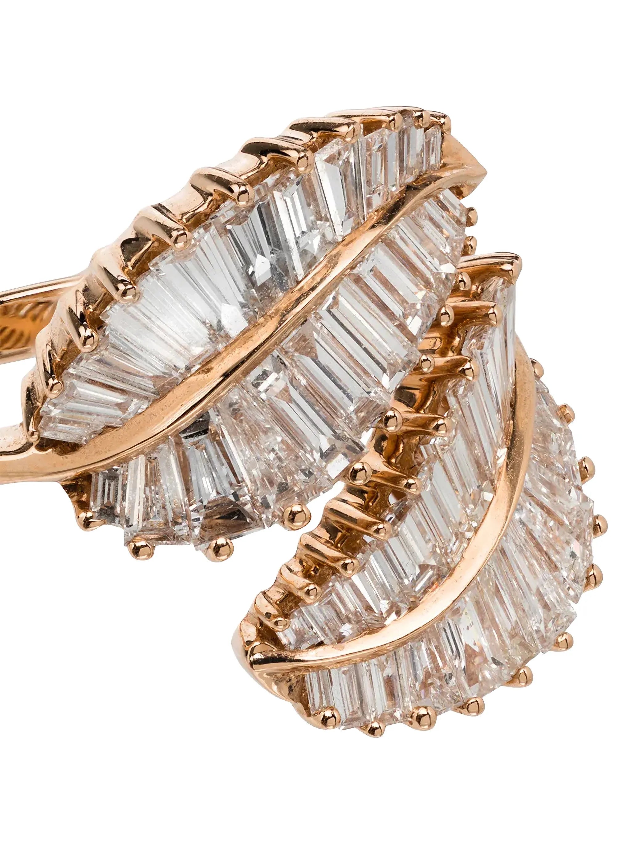 diamond palm leaf ring