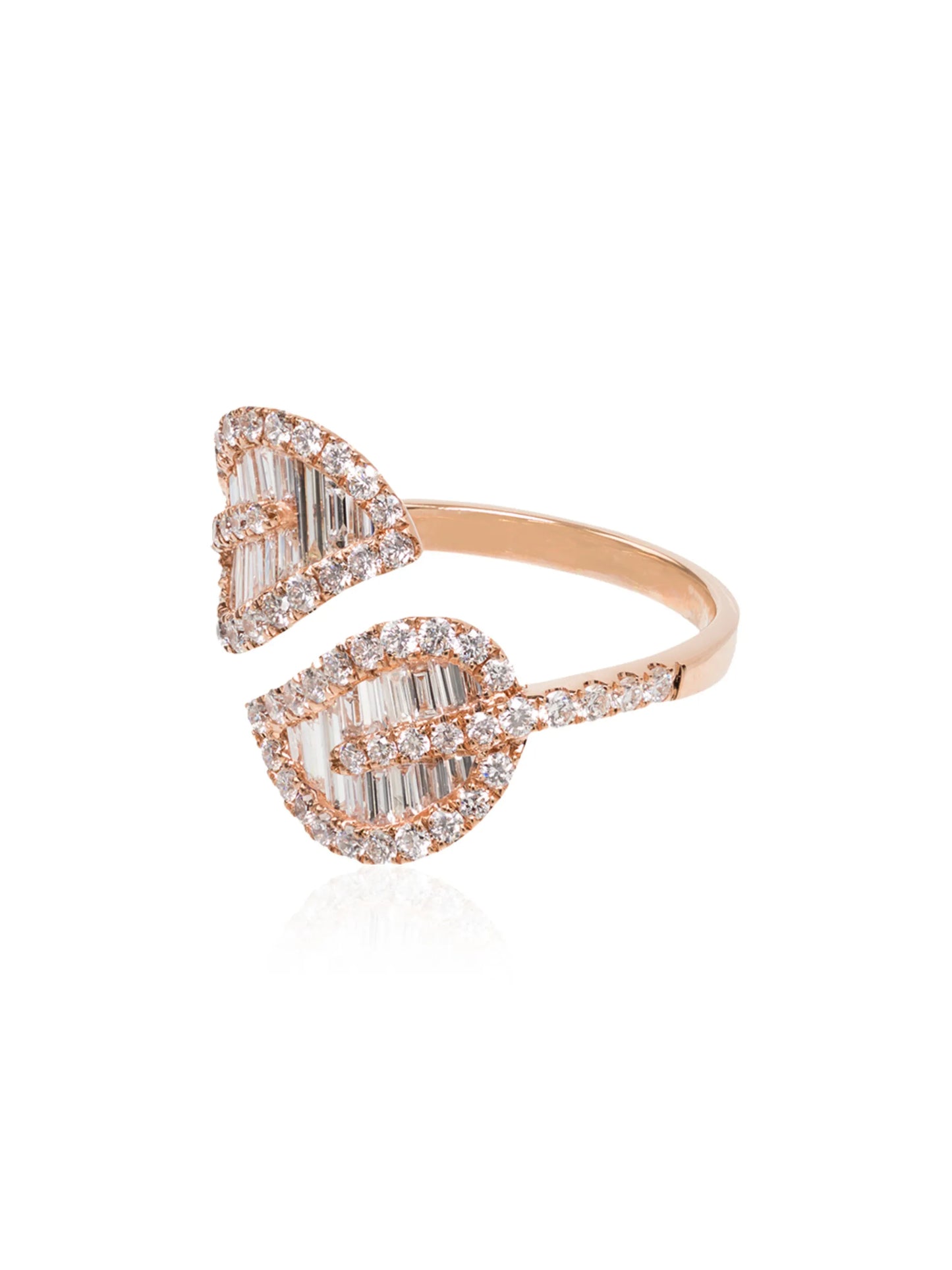 18kt rose gold diamond palm leaf ring