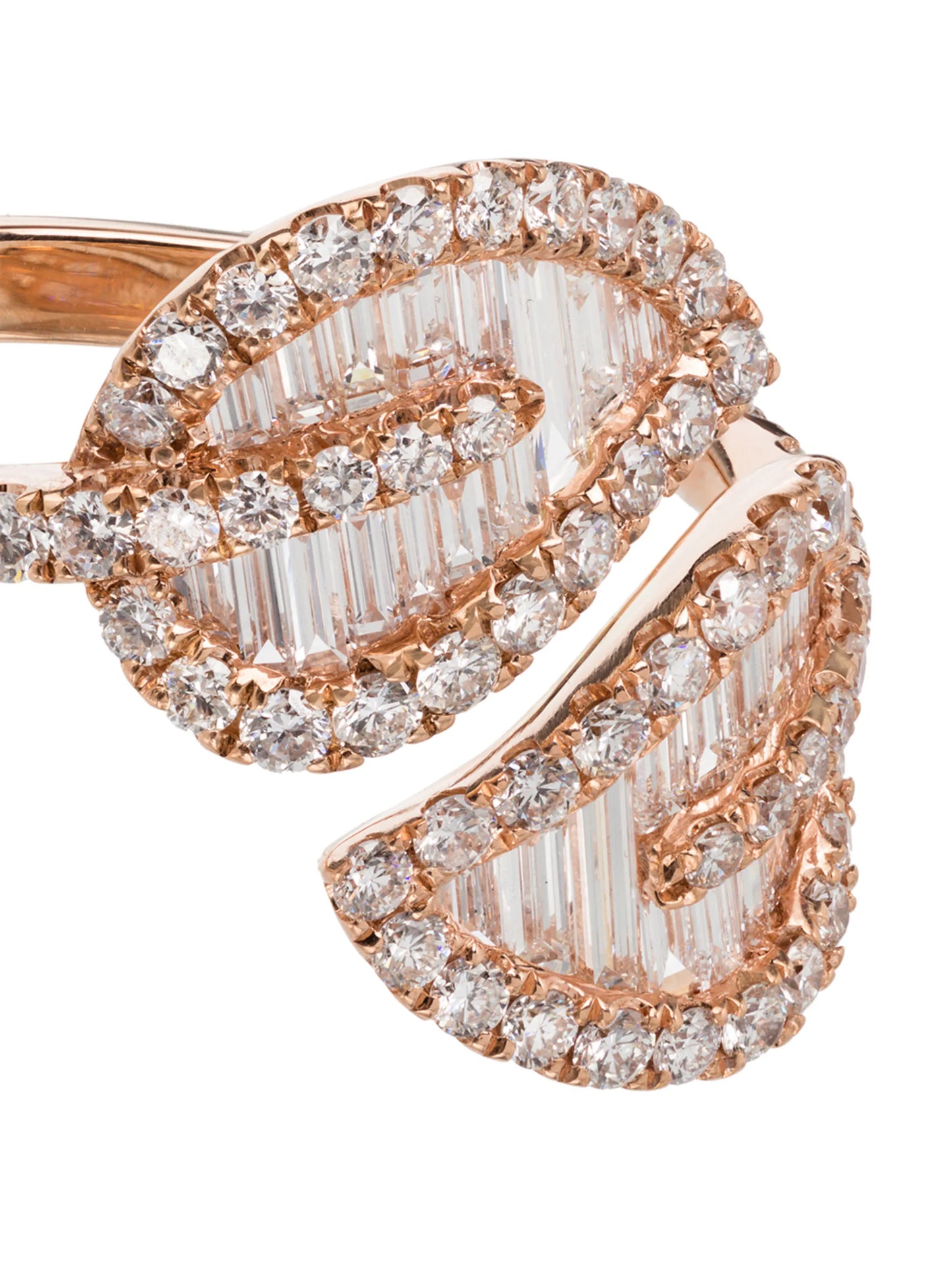 18kt rose gold diamond palm leaf ring
