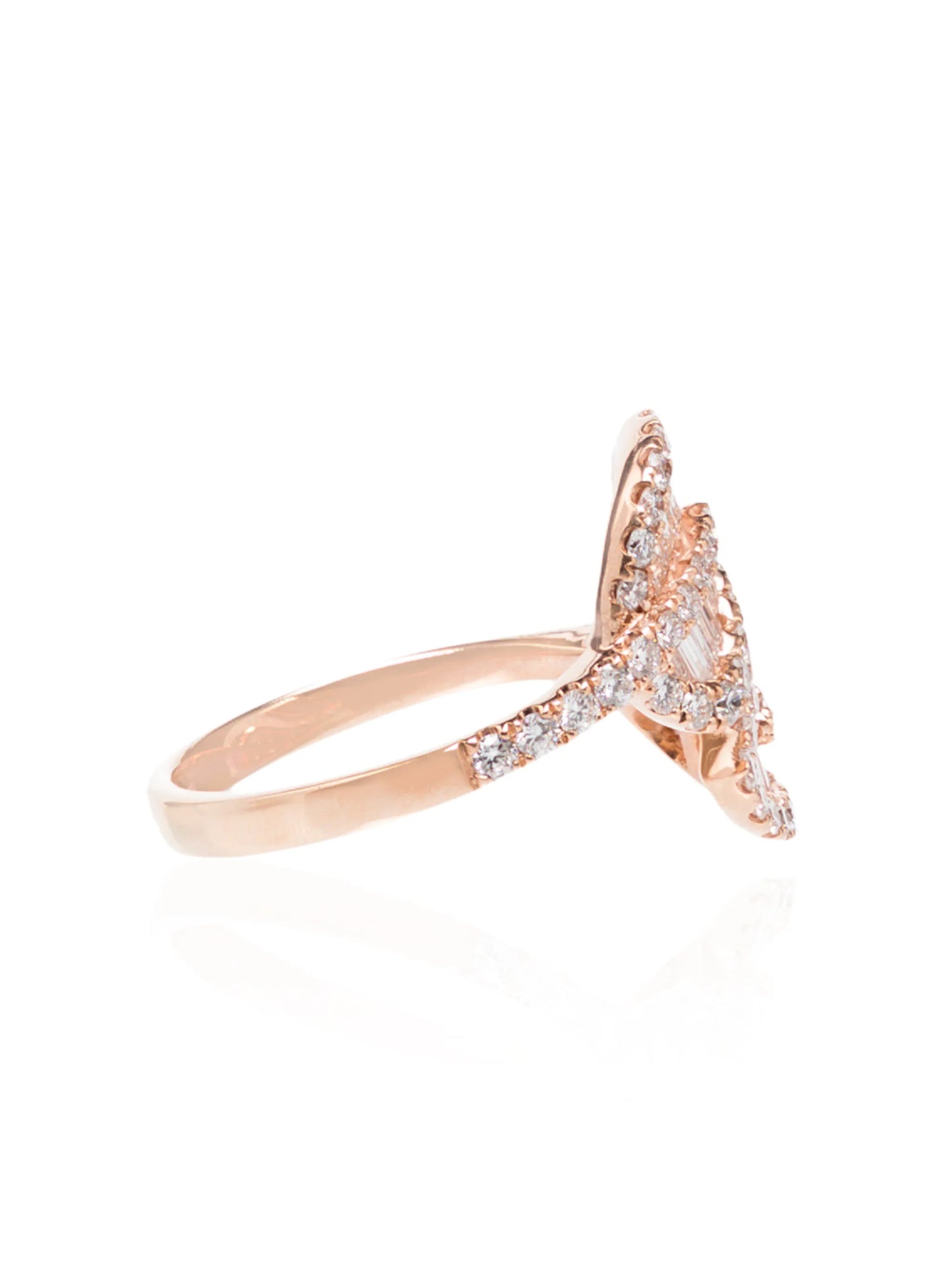 18kt rose gold diamond palm leaf ring