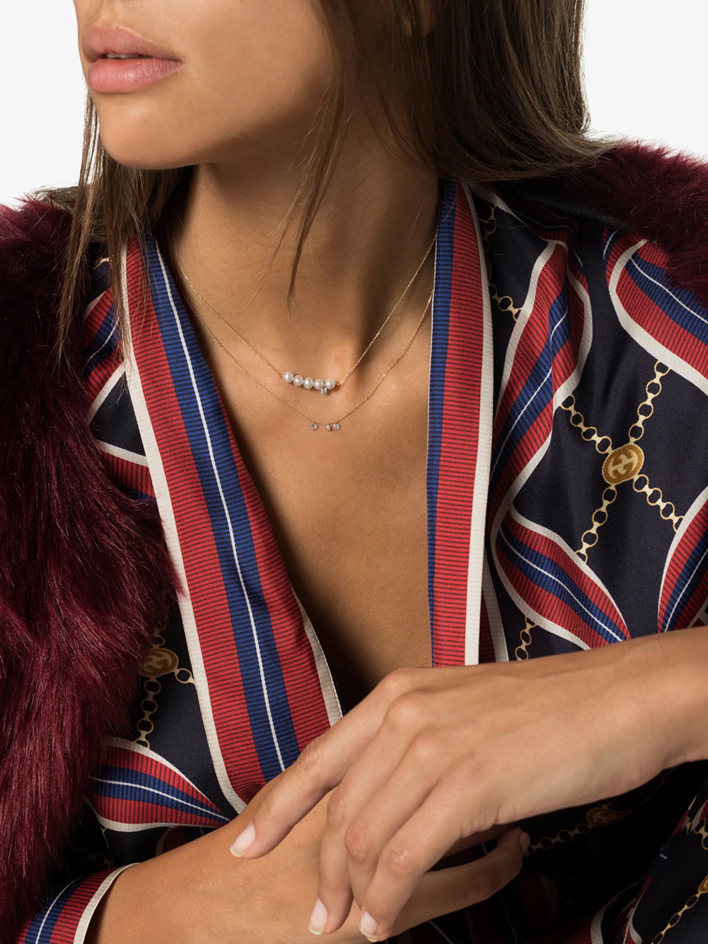 18kt yellow gold diamond charm necklace