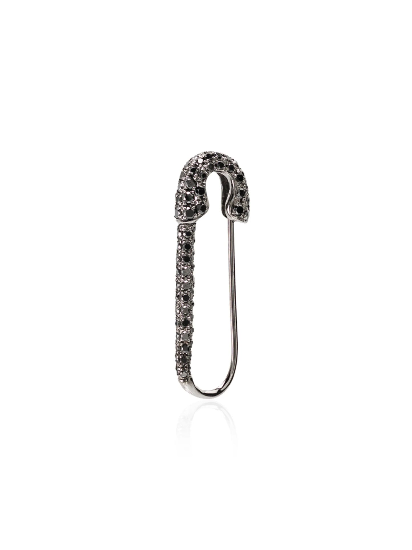 18kt black gold safety pin diamond earring