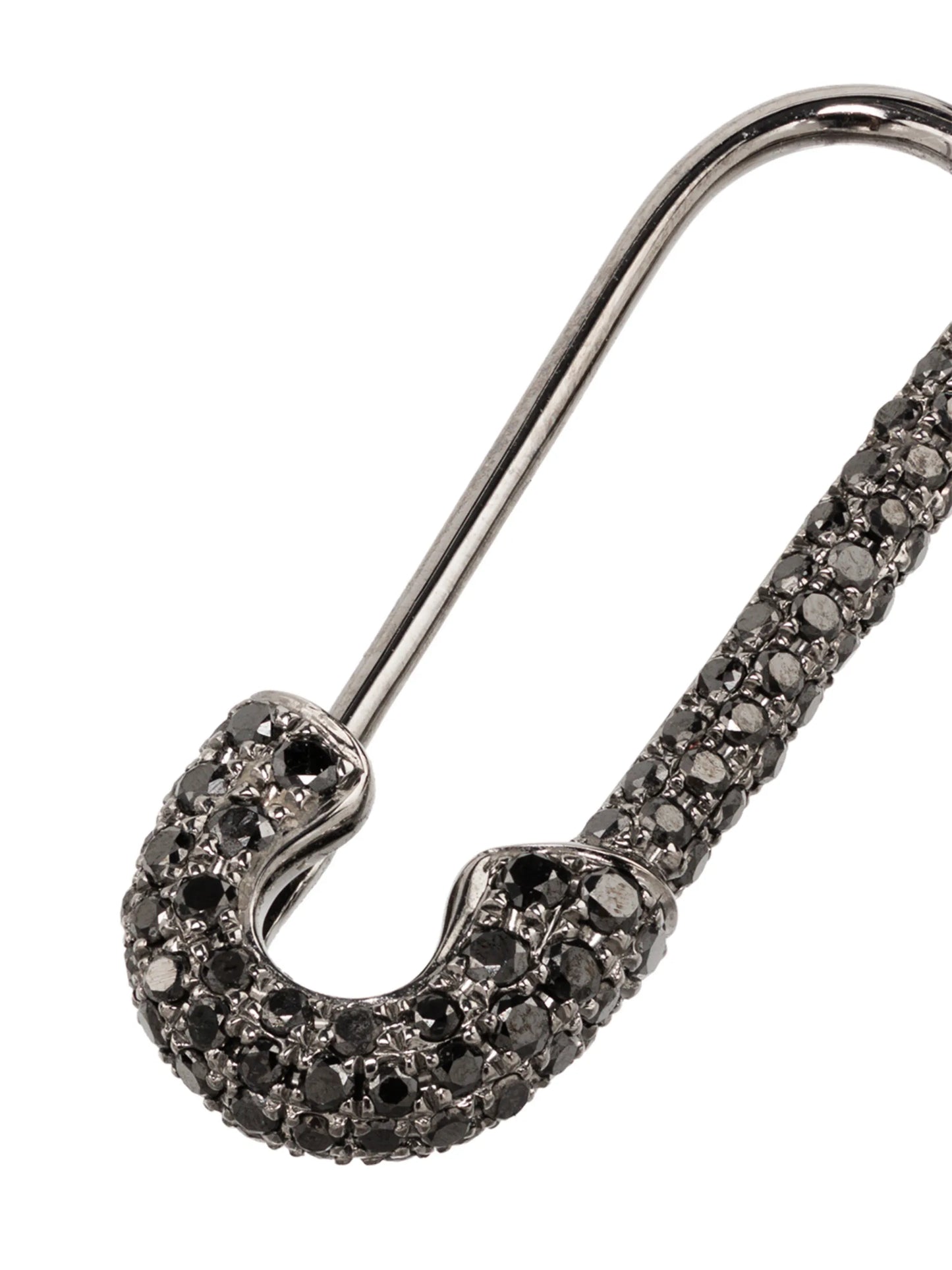 18kt black gold safety pin diamond earring