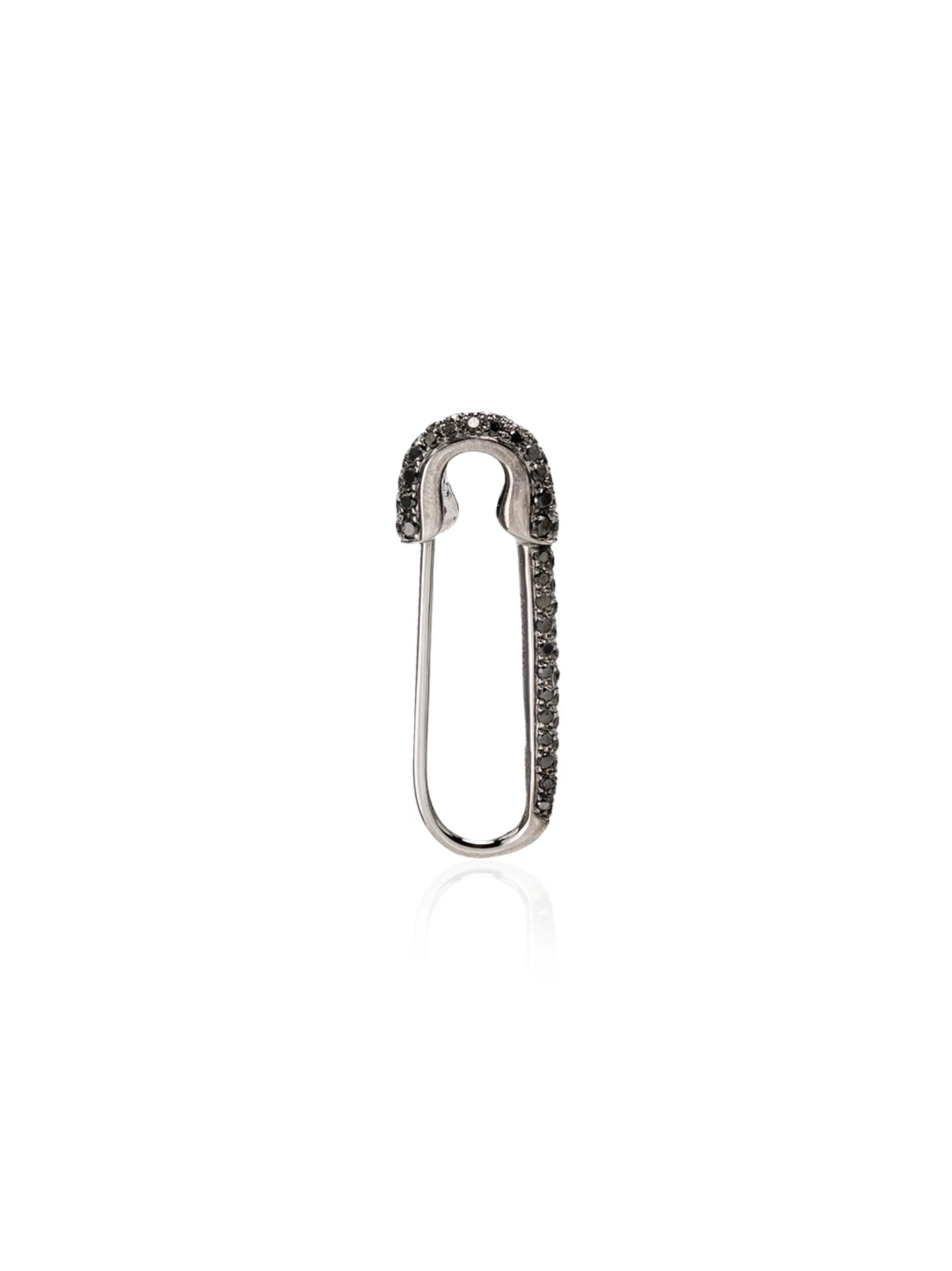18kt black gold safety pin diamond earring