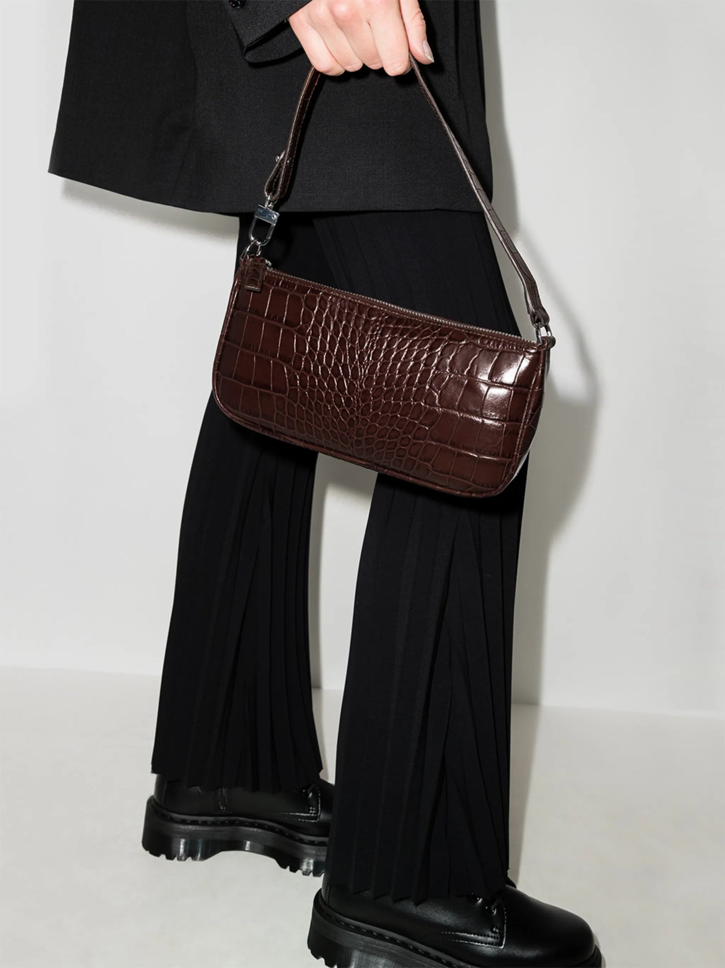 crocodile-embossed shoulder bag