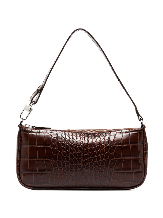 crocodile-embossed shoulder bag