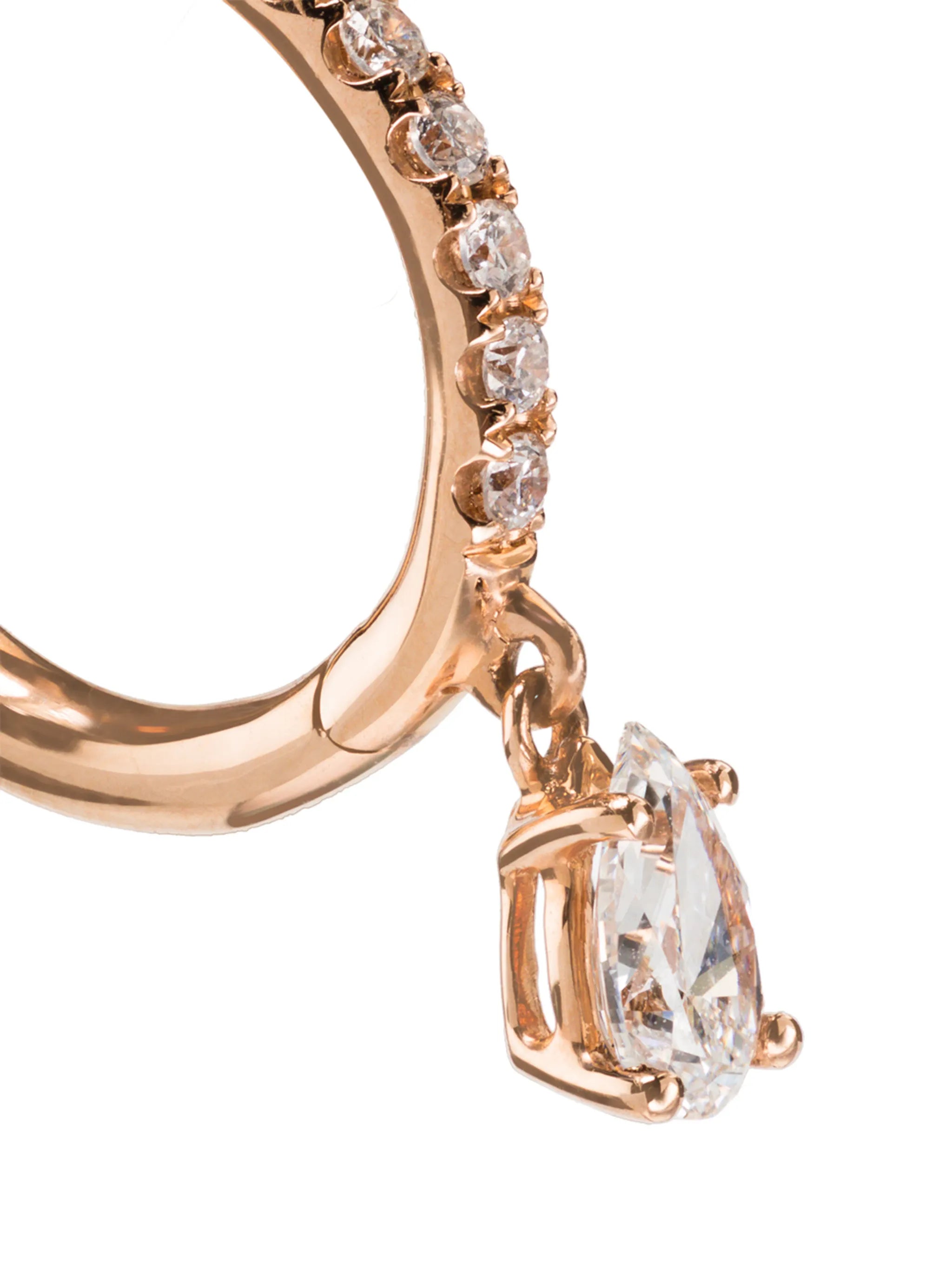 18kt rose gold diamond hoop earring