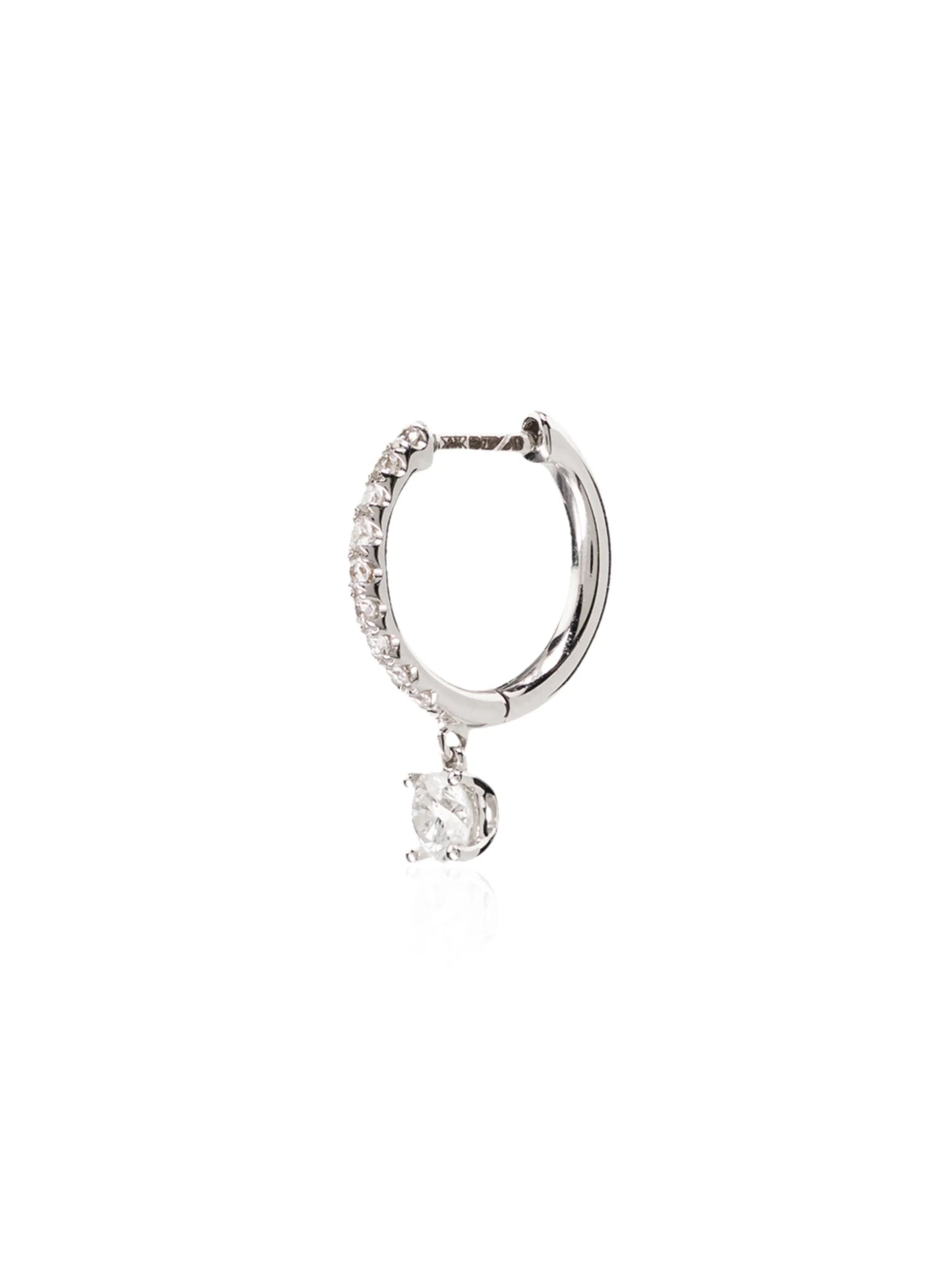 18kt white gold diamond hoop earring