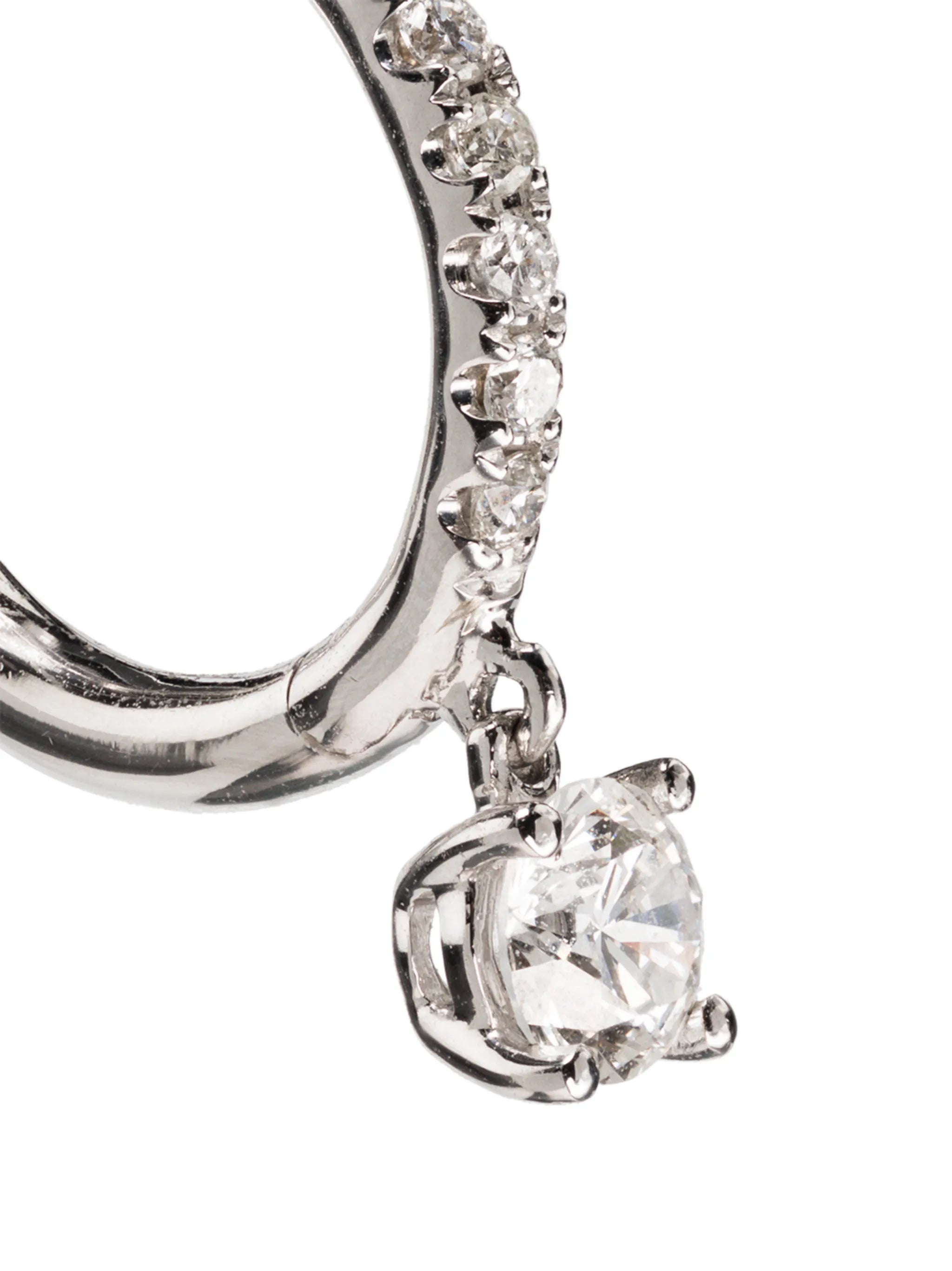 18kt white gold diamond hoop earring