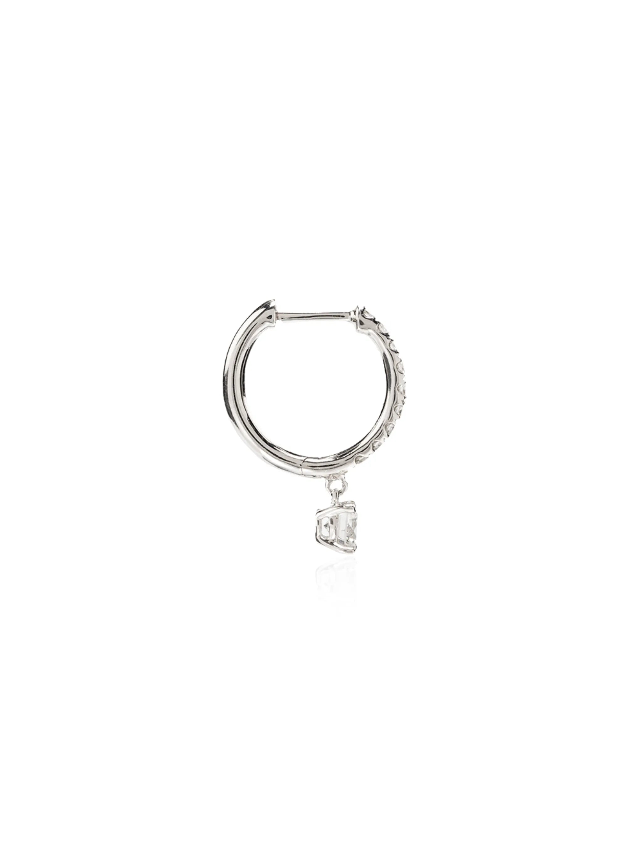 18kt white gold diamond hoop earring