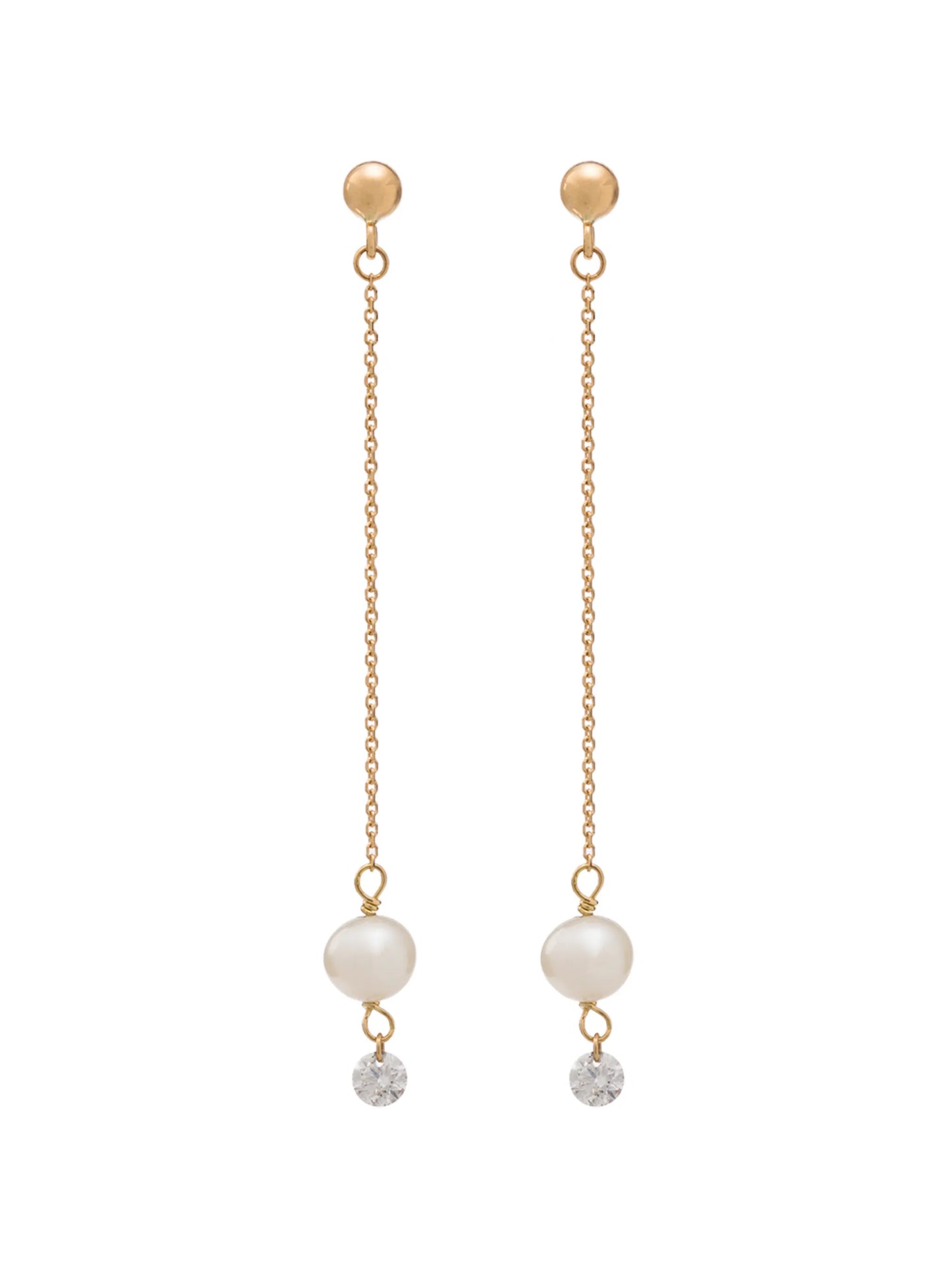 18kt yellow gold Perlée chain drop earrings