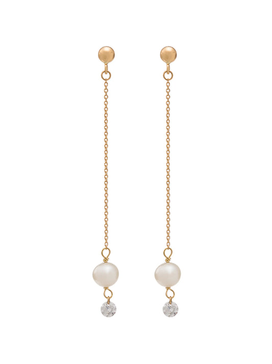 18kt yellow gold Perlée chain drop earrings