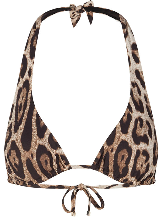 leopard-print triangle bikini top