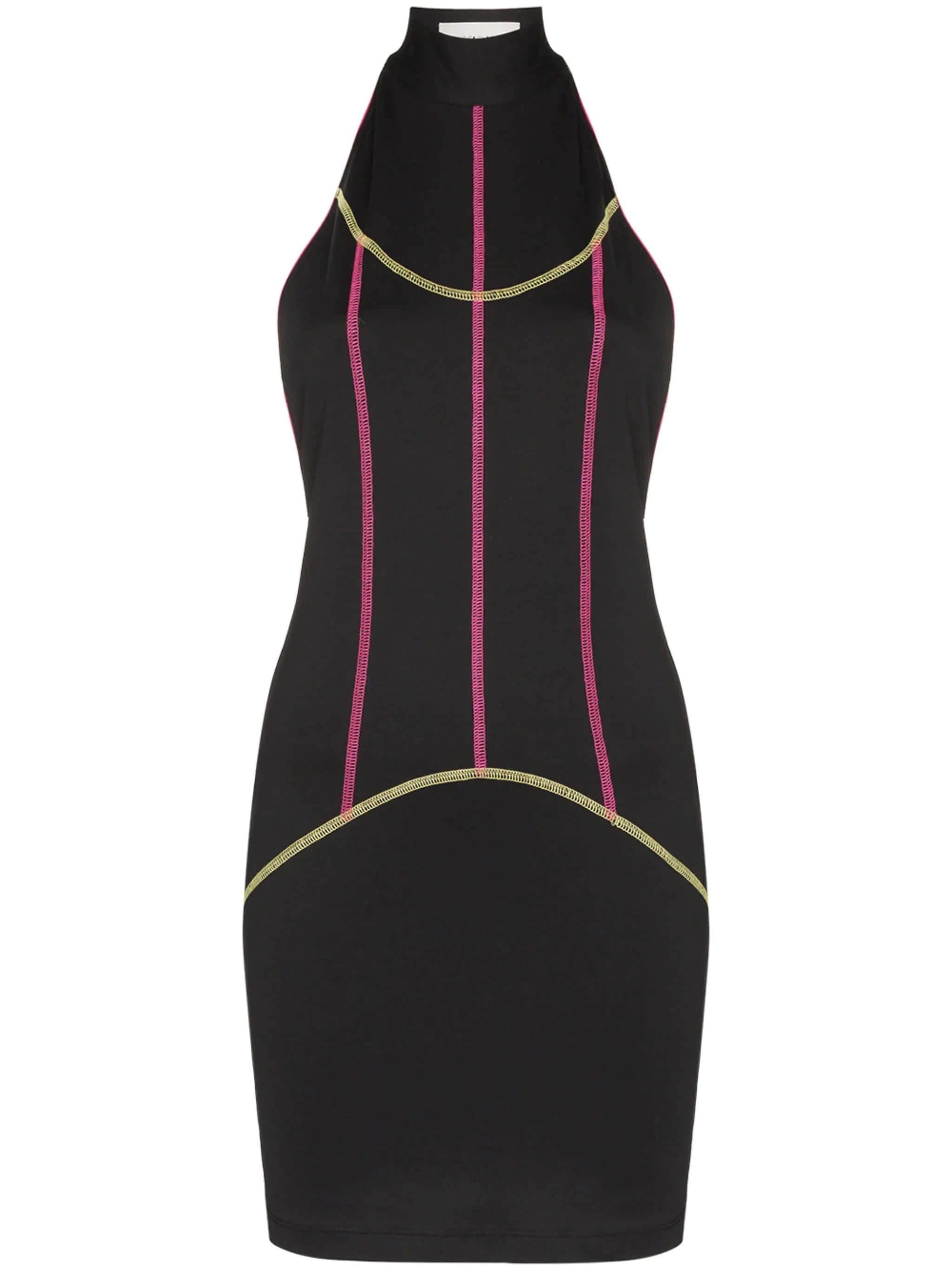 contrast-piping mini dress