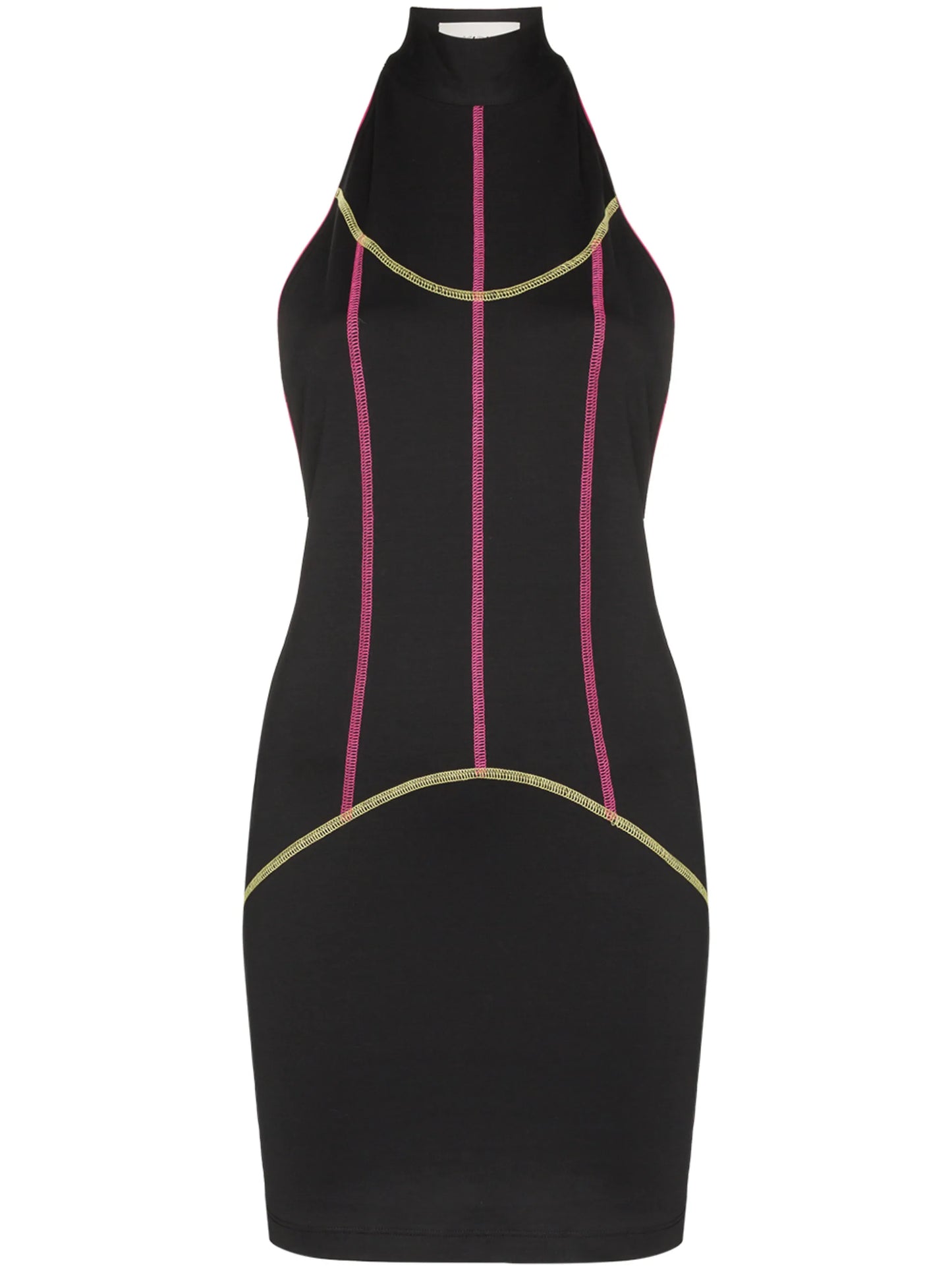 contrast-piping mini dress