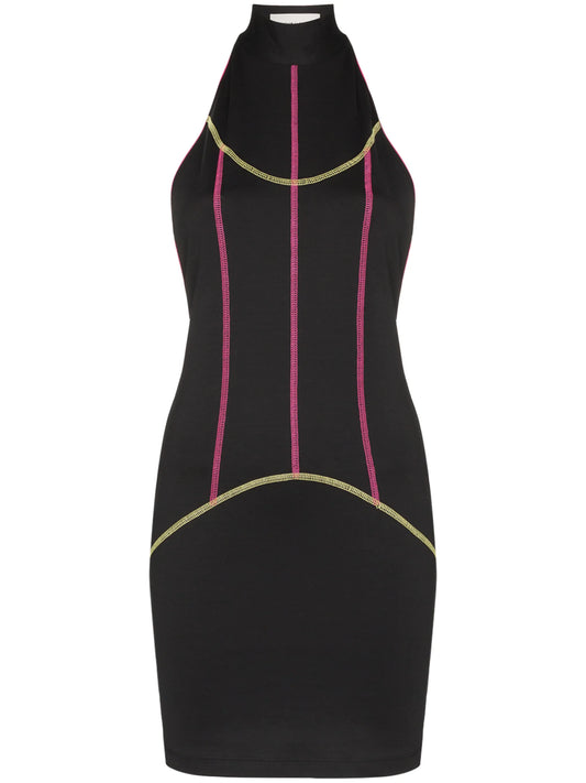 contrast-piping mini dress