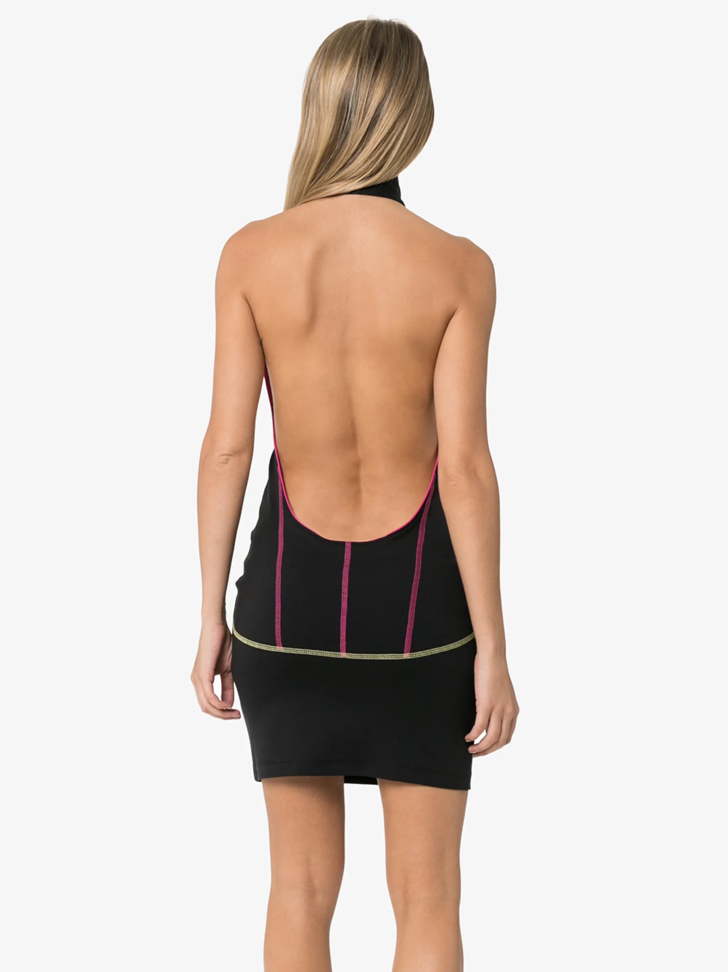 contrast-piping mini dress
