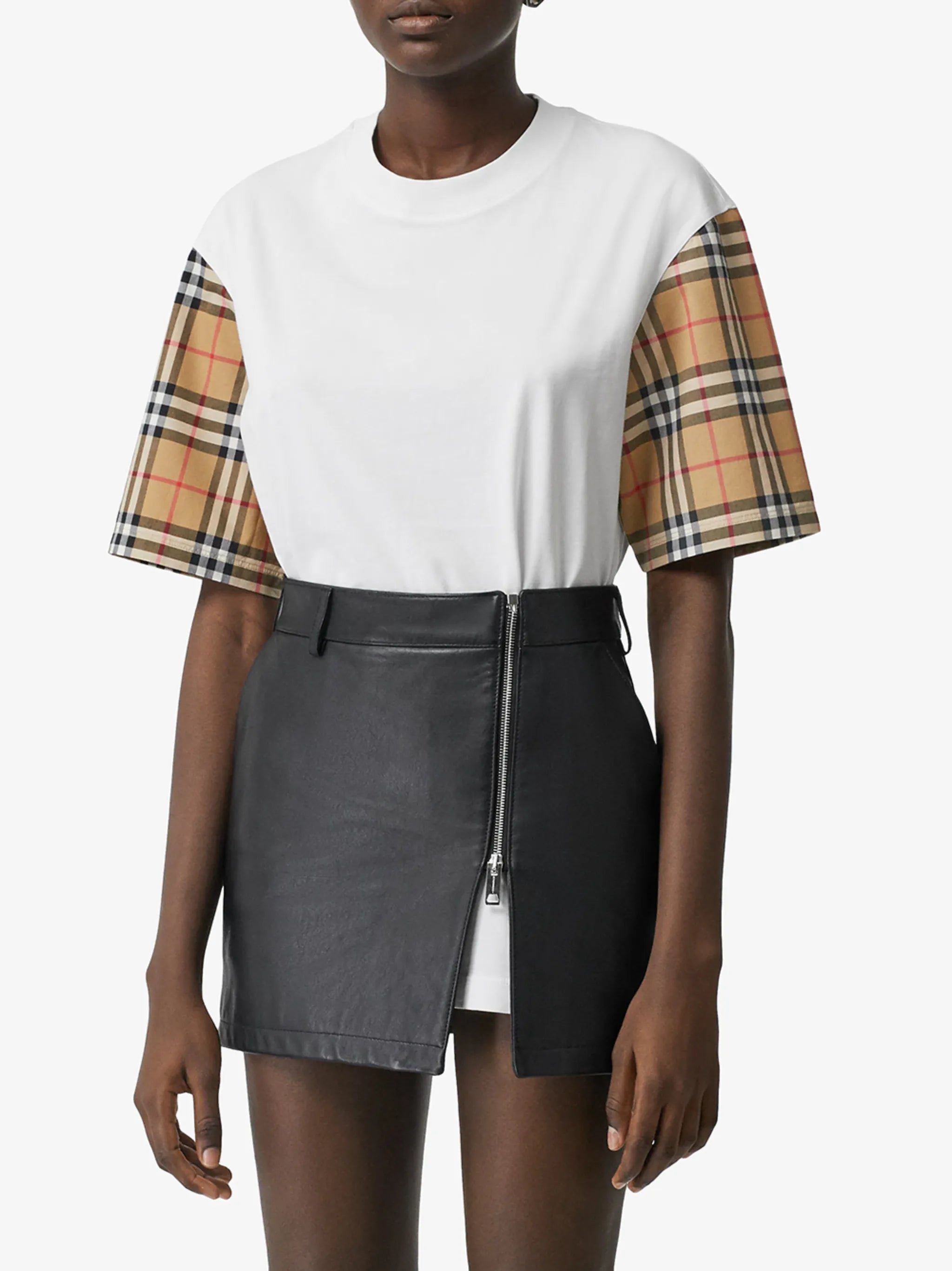 Vintage Check-sleeve T-shirt