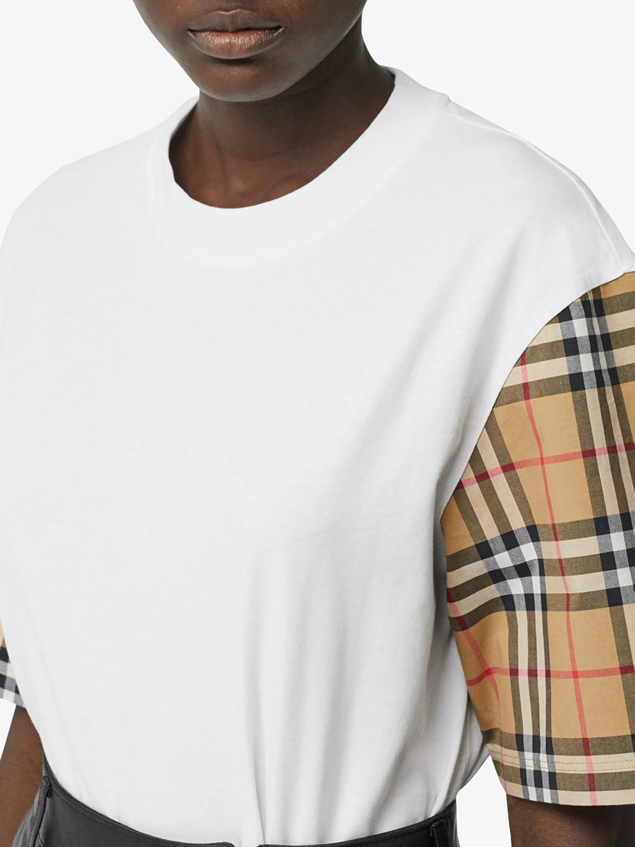 Vintage Check-sleeve T-shirt
