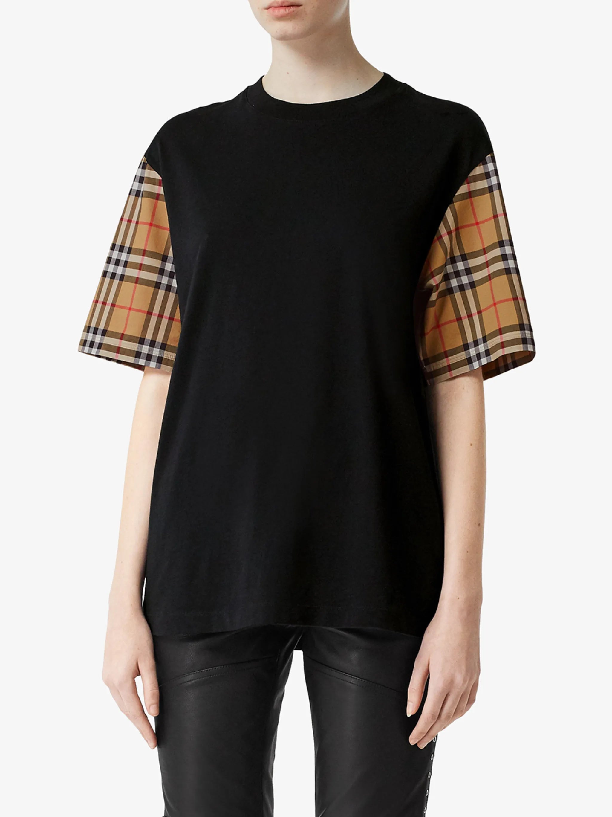 Vintage Check-sleeve T-shirt