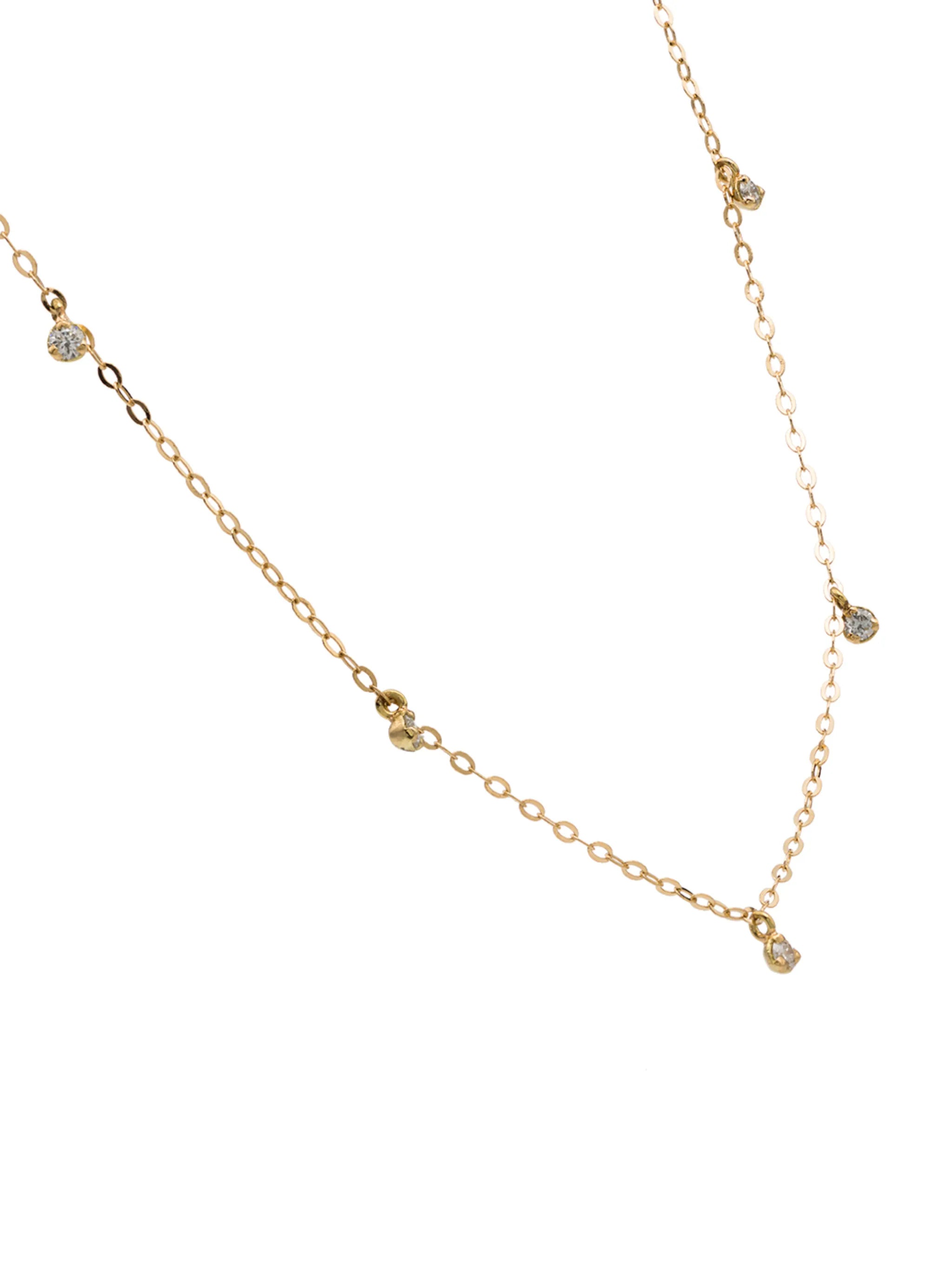 18kt gold five-diamond necklace