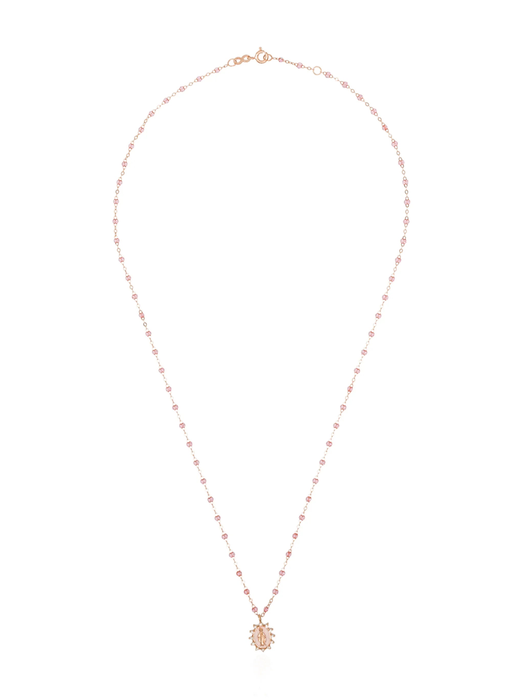 18kt rose gold and diamond Mary charm necklace